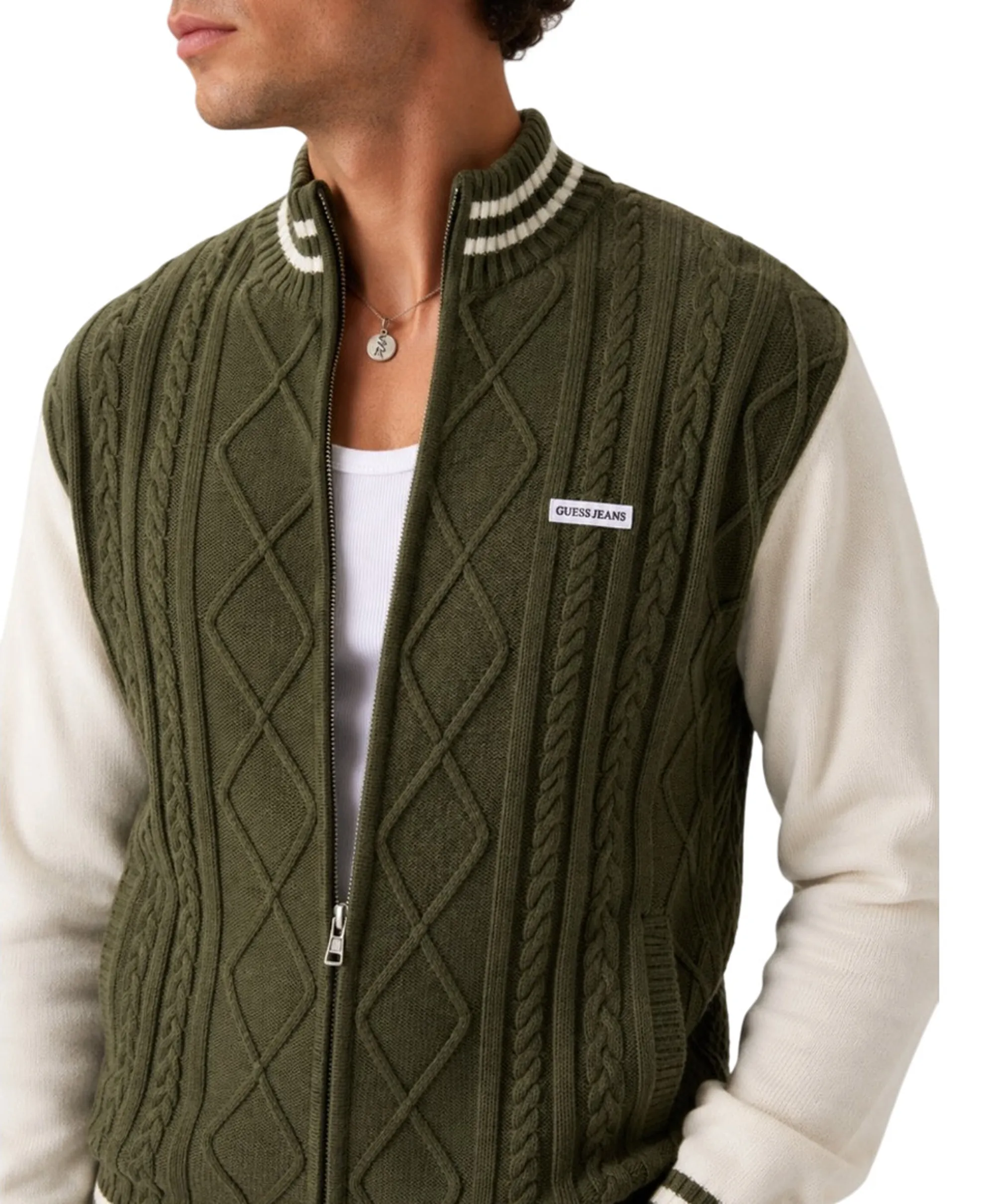 Guess Jeans Cardigan Bomber Con Cerniera Olive M6Br09Z1232 188062