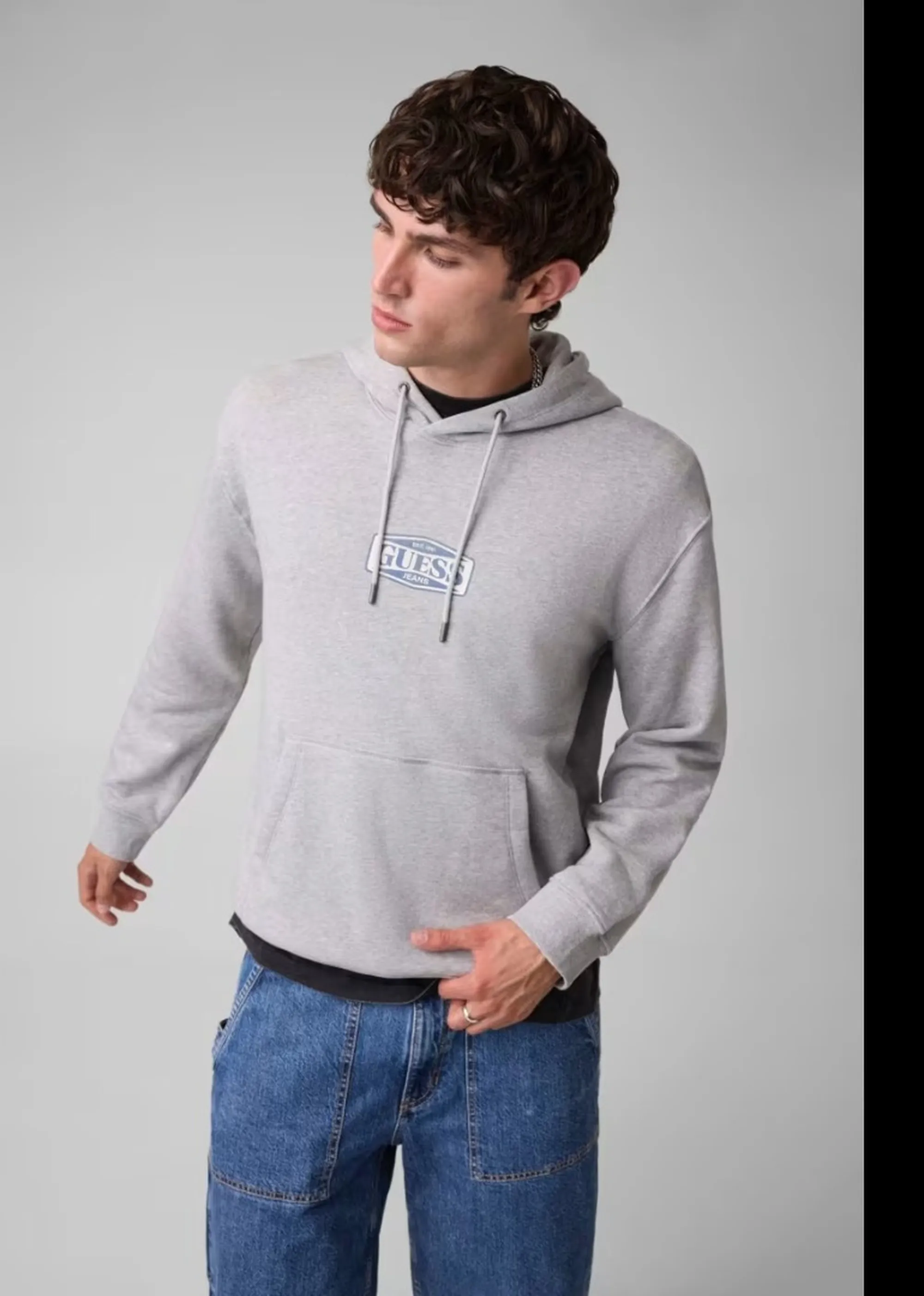 Guess Jeans B'Classic Hoodie With Logo' Grey M6Bq12K5459 187163