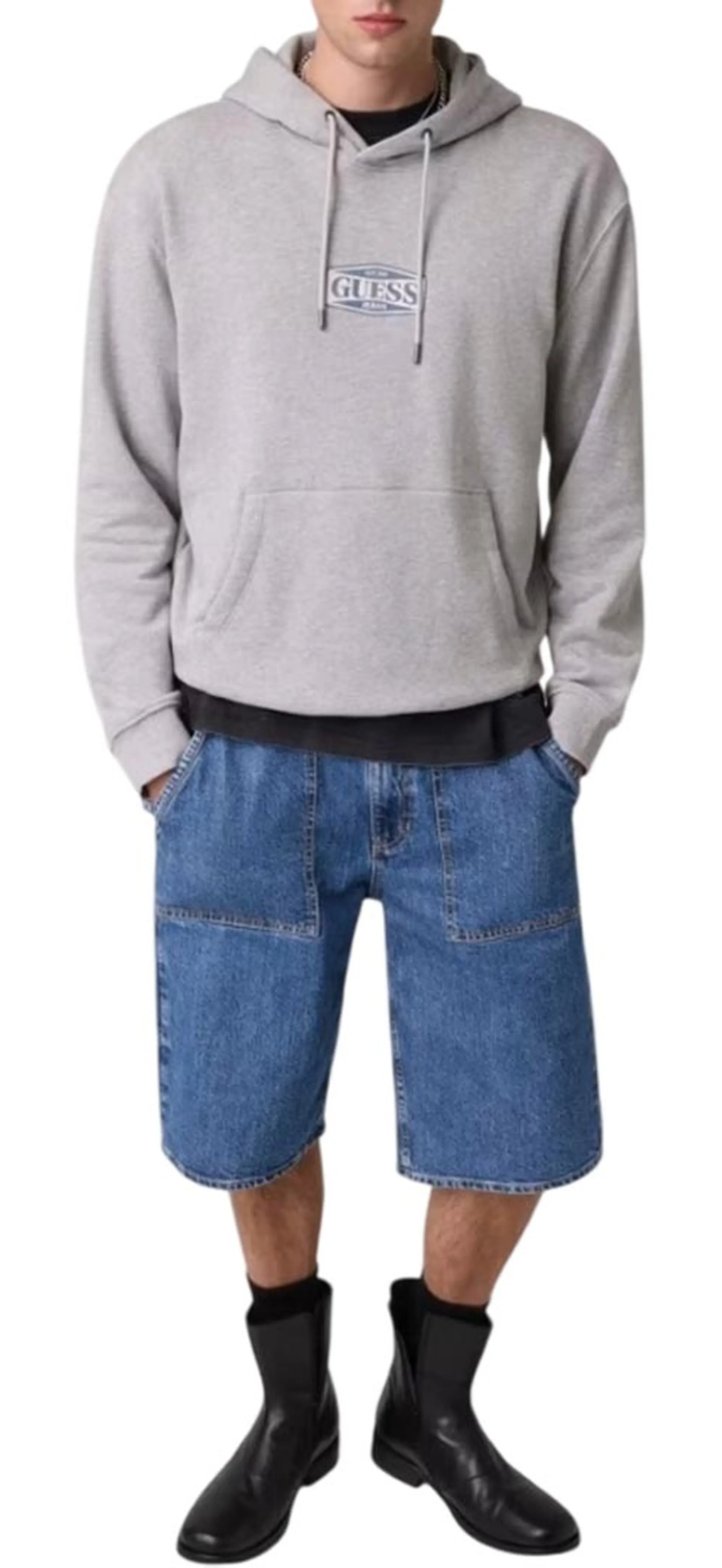 Guess Jeans B'Classic Hoodie With Logo' Grey M6Bq12K5459 187722
