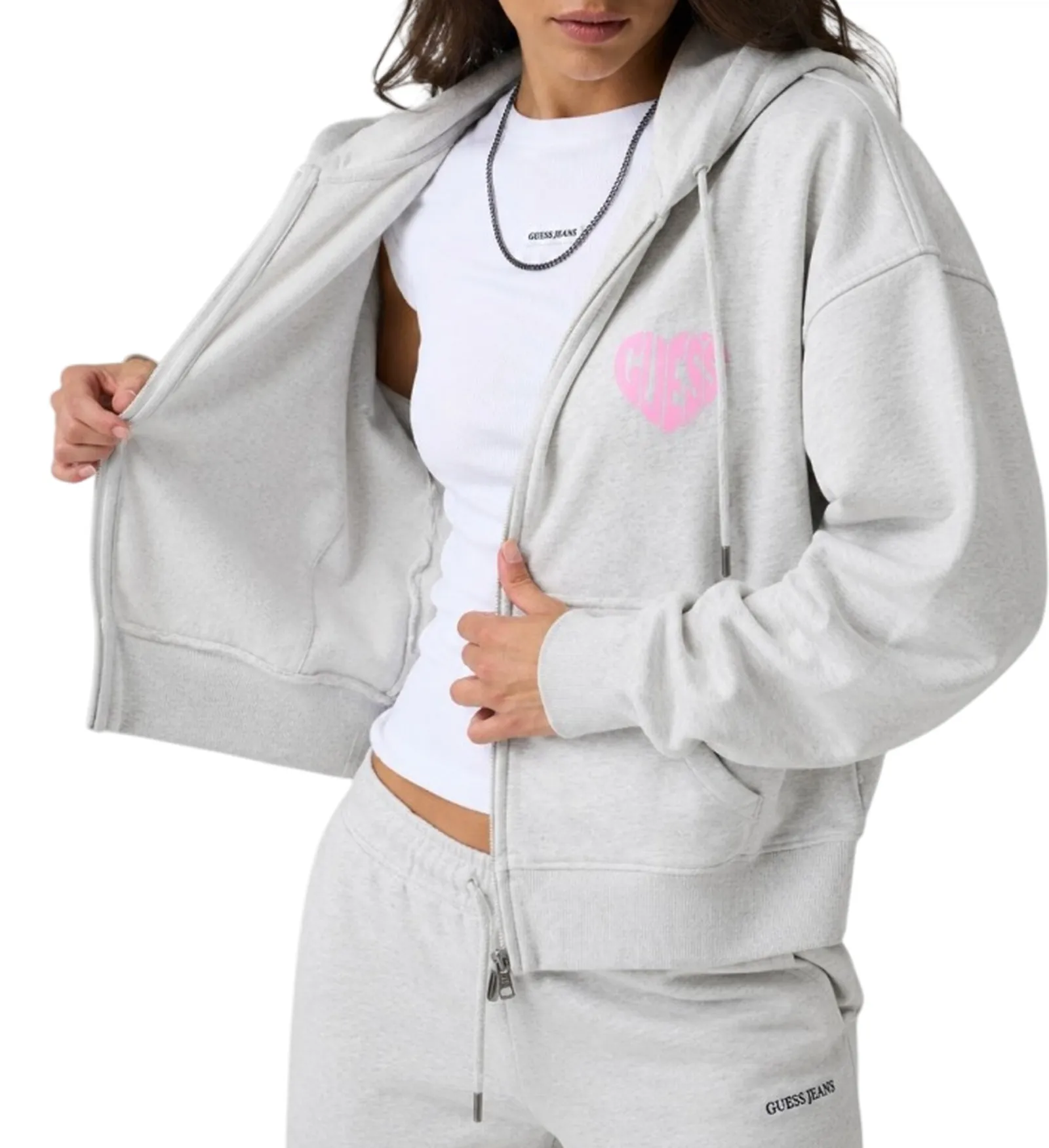 Guess Jeans Felpa Con Zip Grigio W6Bq17K6631 187546