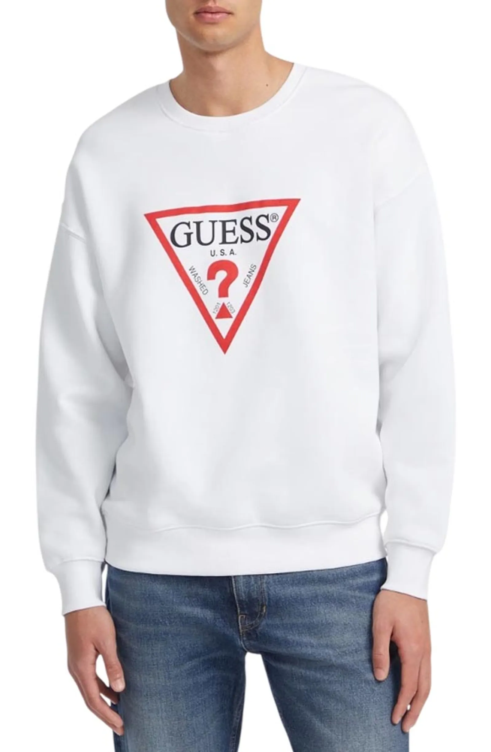Guess Jeans Felpa Iconica Oversizse Bianco M4Yq21K9V31 187728