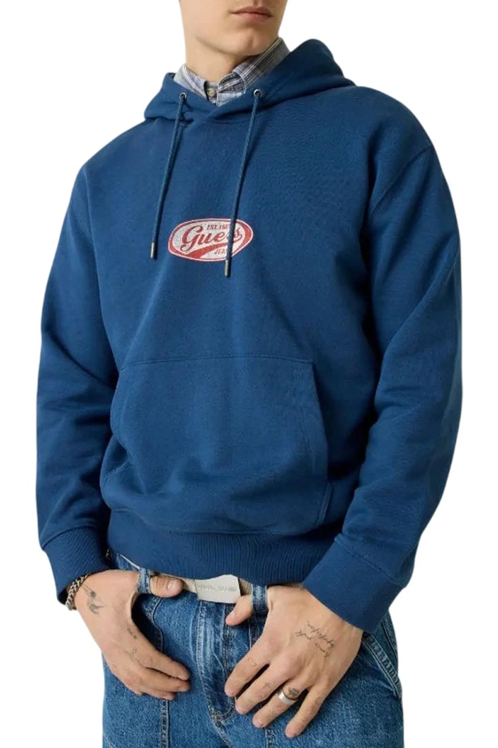 Guess Jeans Felpa Reg Fit Essential Blu M6Yq07K3996 187707