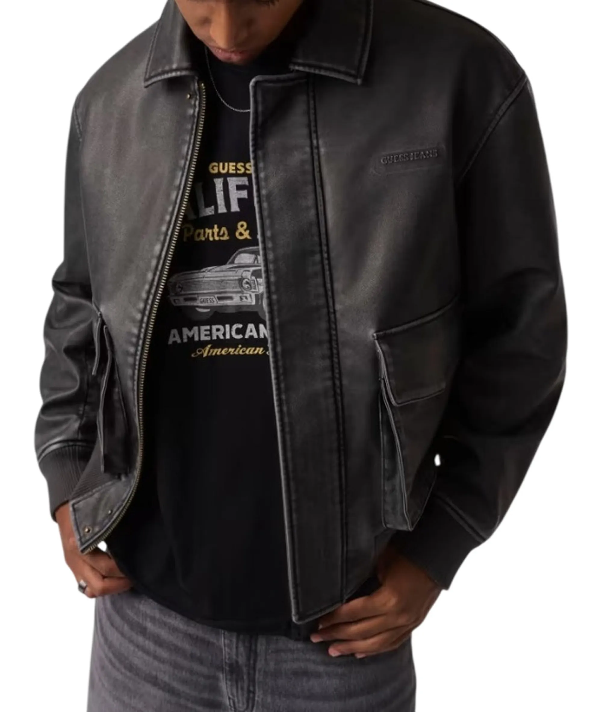 Guess Jeans B'Faux Leather Jacket' Black M6Bl71K7176 196095