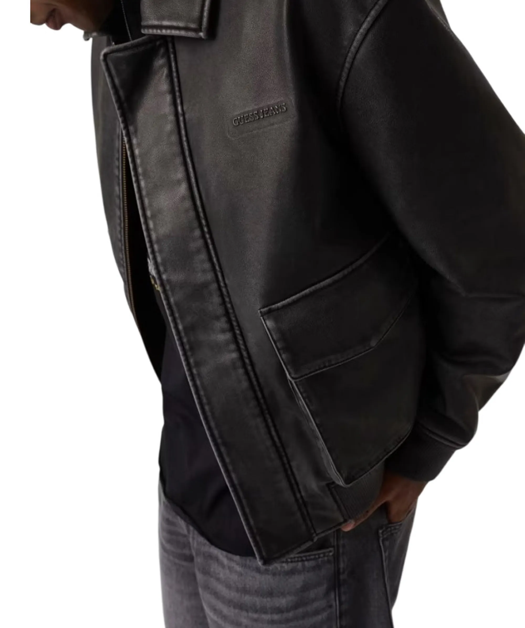 Guess Jeans B'Faux Leather Jacket' Black M6Bl71K7176 196097