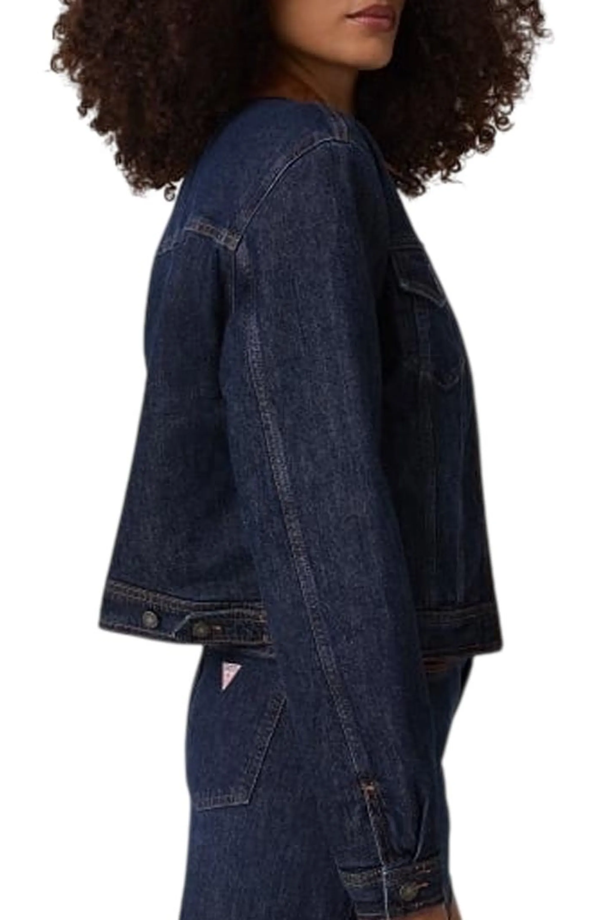 Guess Jeans Giubbino Trucker In Denim Imbottito Denim Scuro W6Bn02D1811 196050