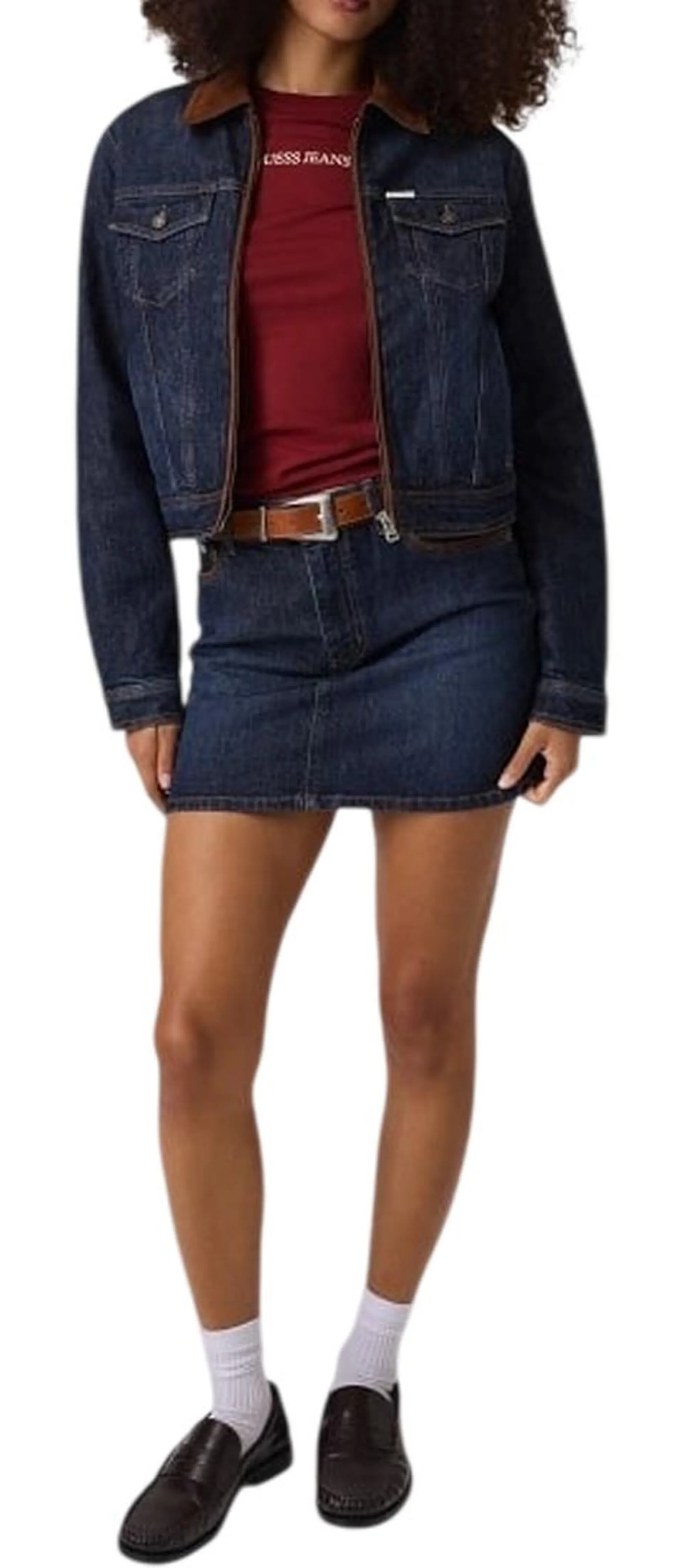 Guess Jeans Giubbino Trucker In Denim Imbottito Denim Scuro W6Bn02D1811 196051