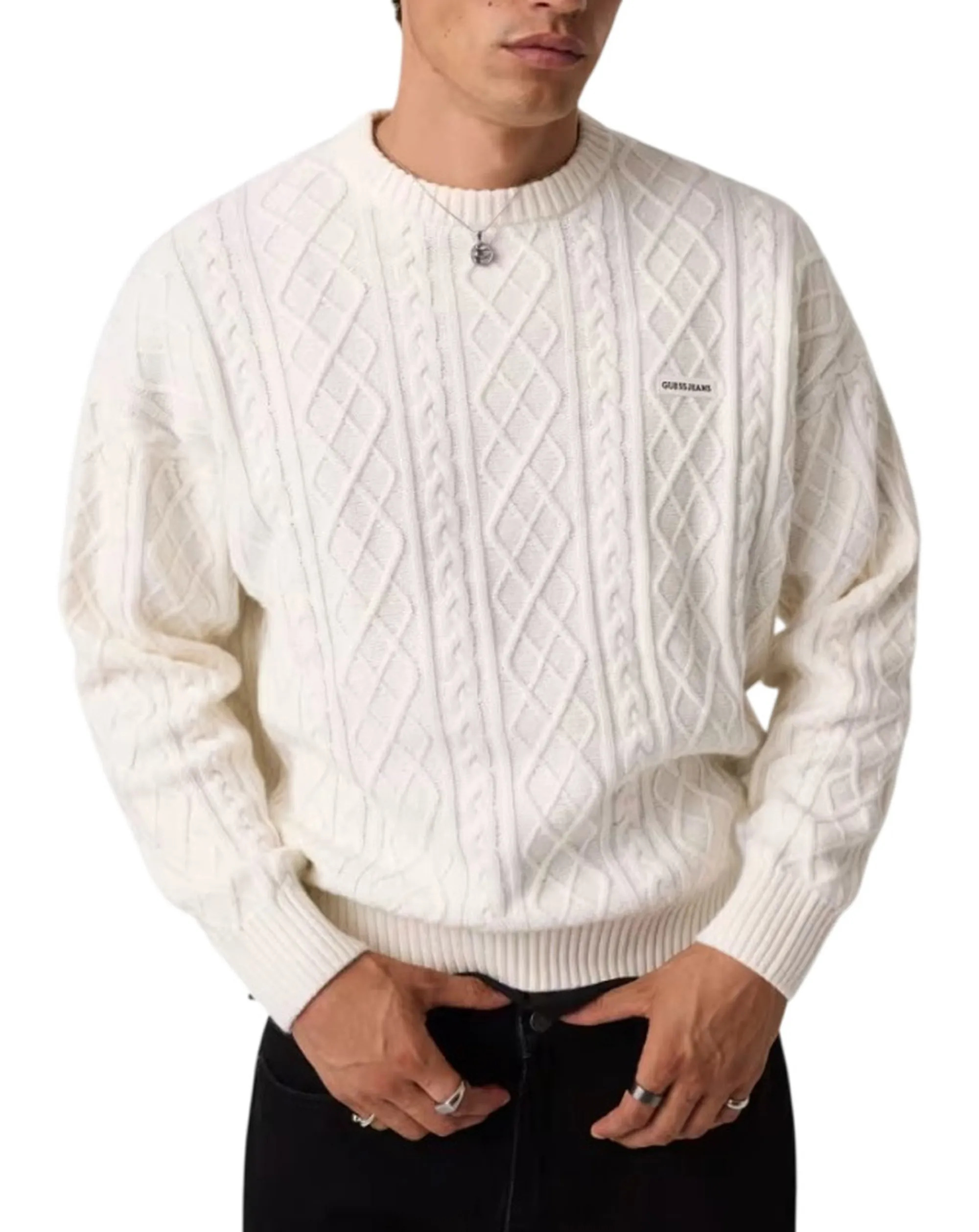 Guess Jeans B'Cable Knit Sweater' White M6Br01Z1224 188813