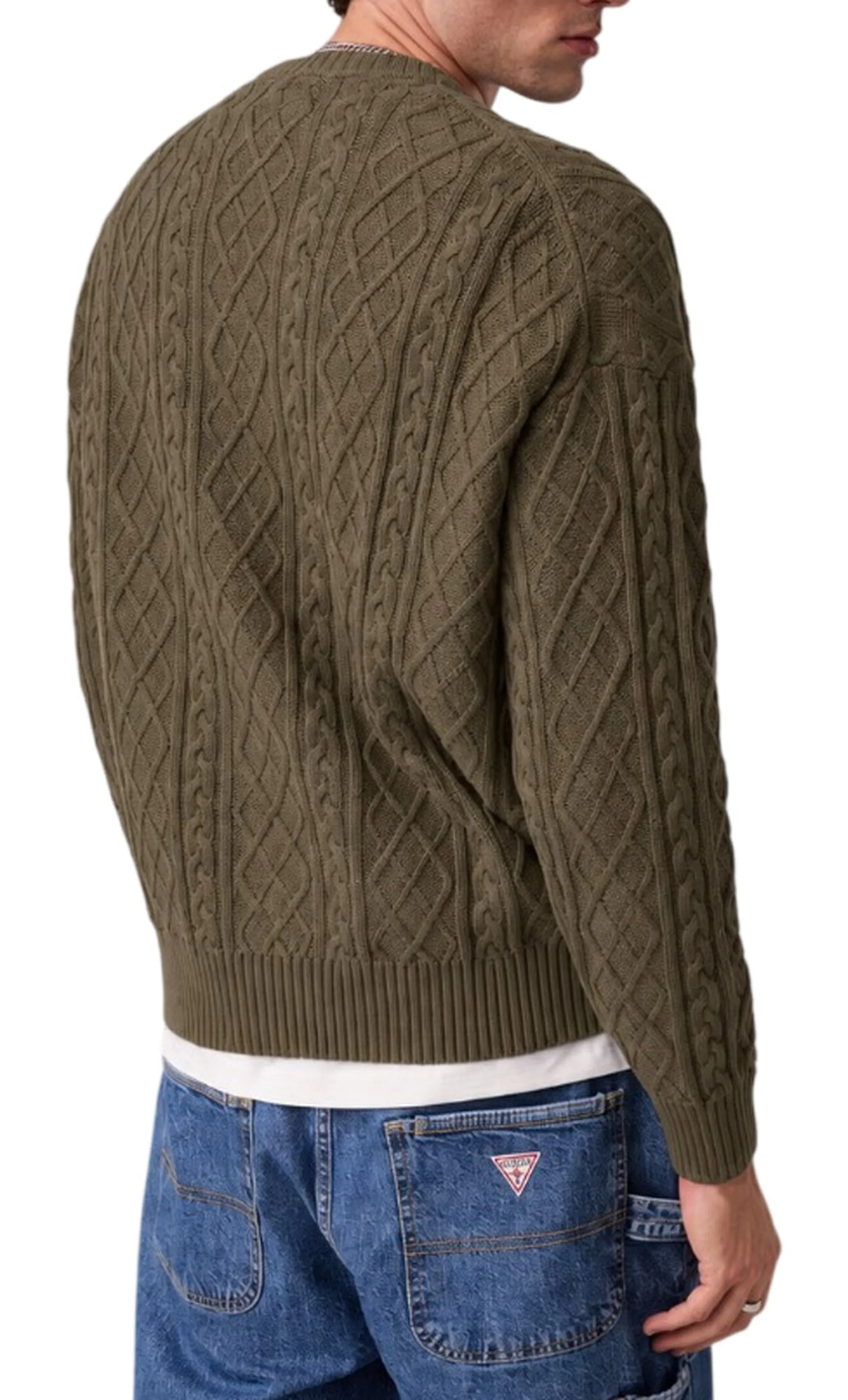 Guess Jeans B'Cable Knit Sweater' Olive M6Br01Z1224 188805