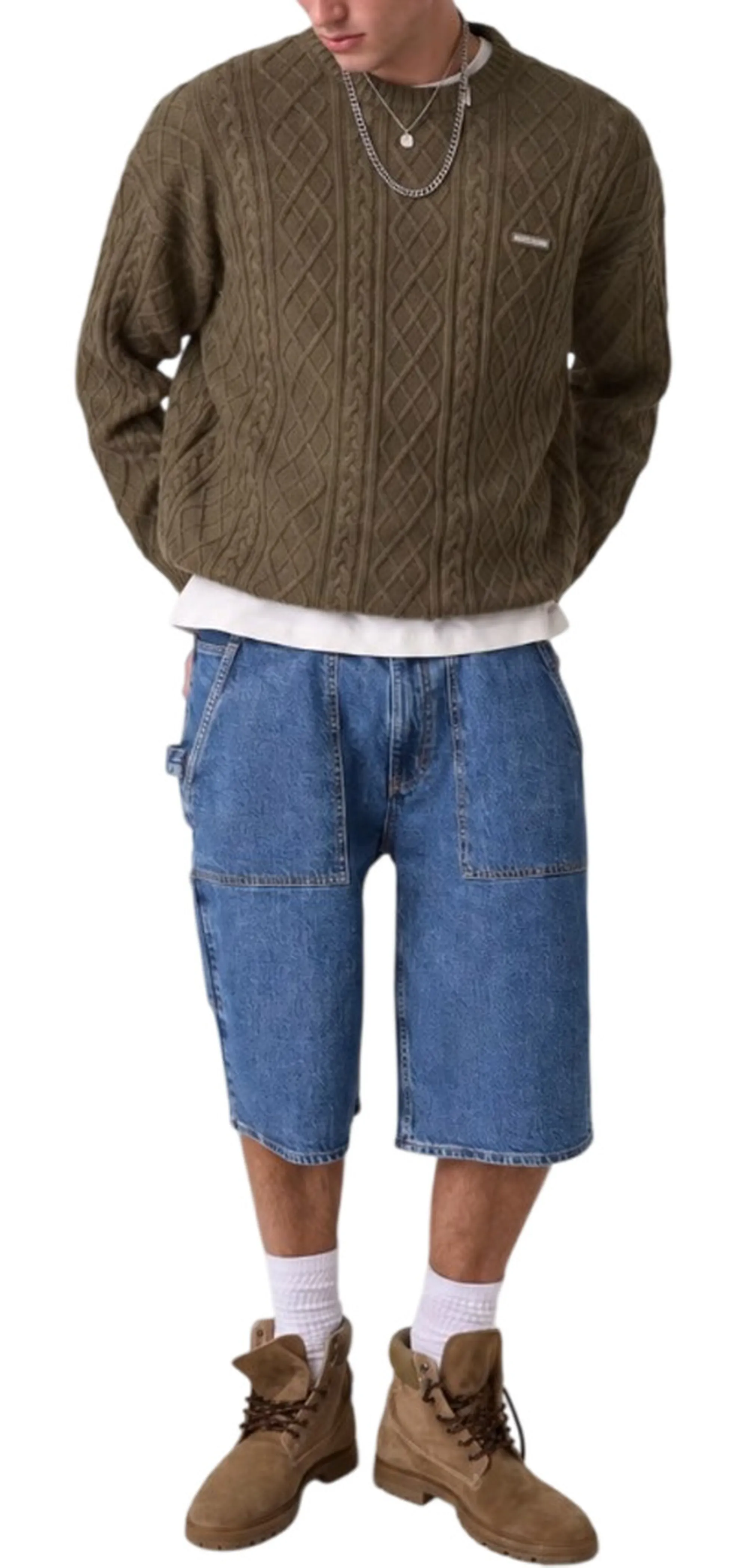 Guess Jeans B'Cable Knit Sweater' Olive M6Br01Z1224 188811