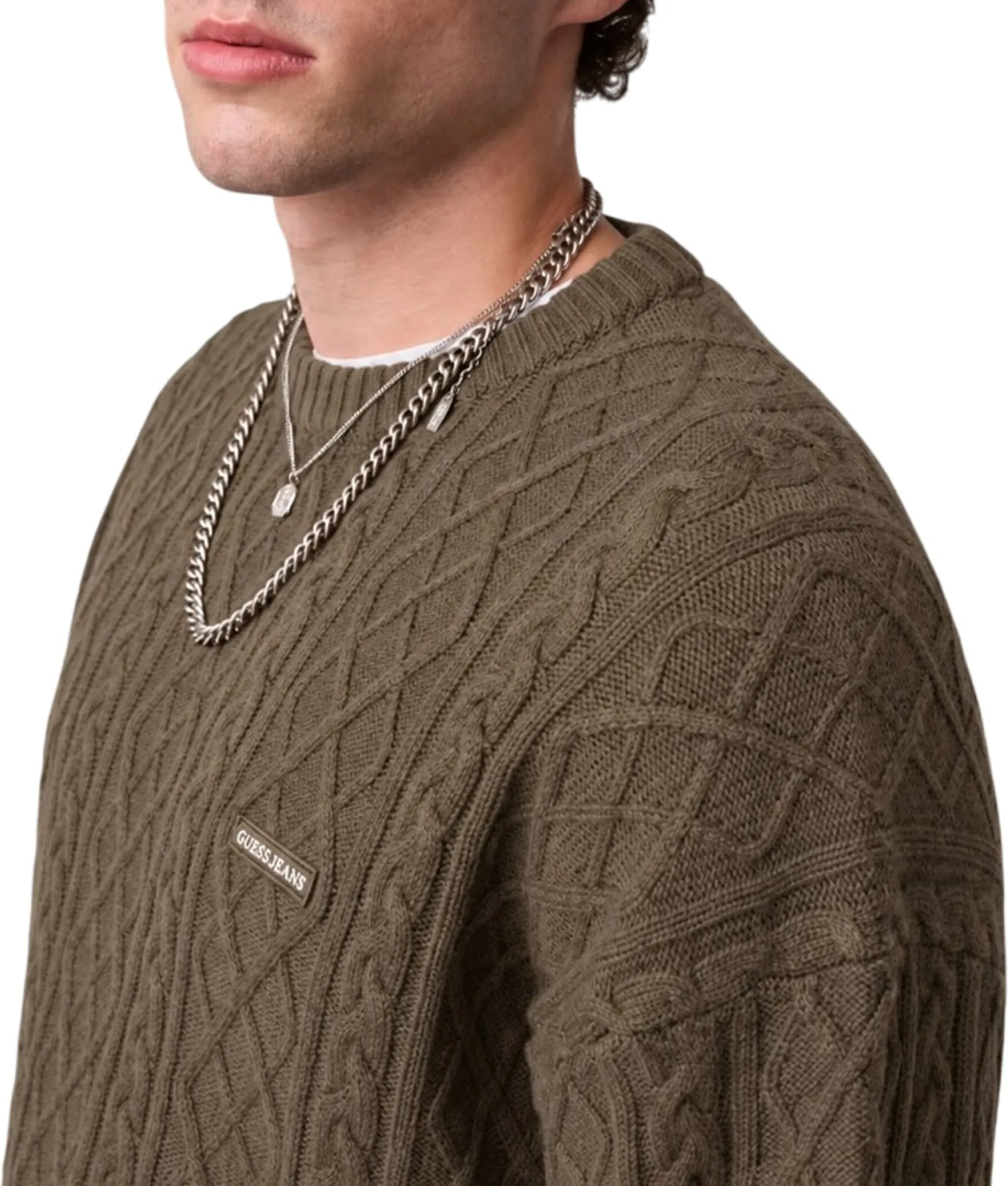 Guess Jeans B'Cable Knit Sweater' Olive M6Br01Z1224 188812