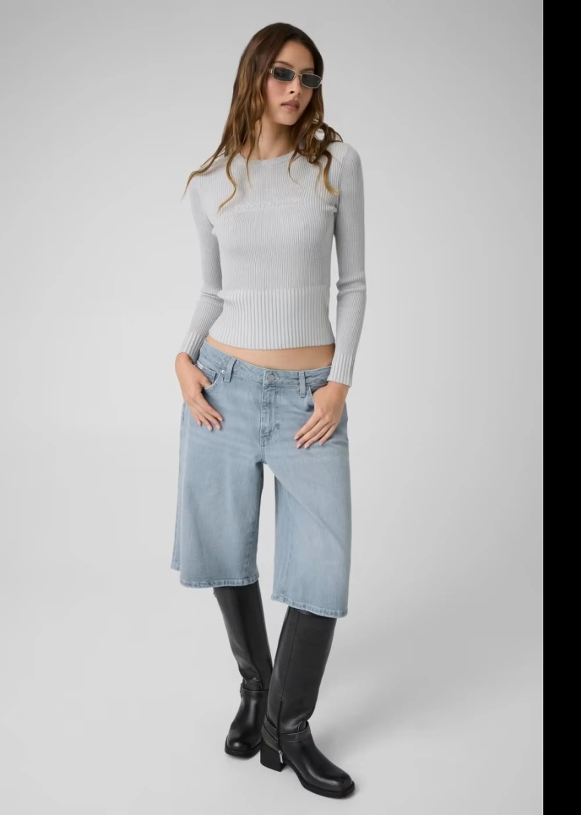 Guess Jeans Maglia Con Logo In Rilievo Grigio W6Br04Z1247 195656