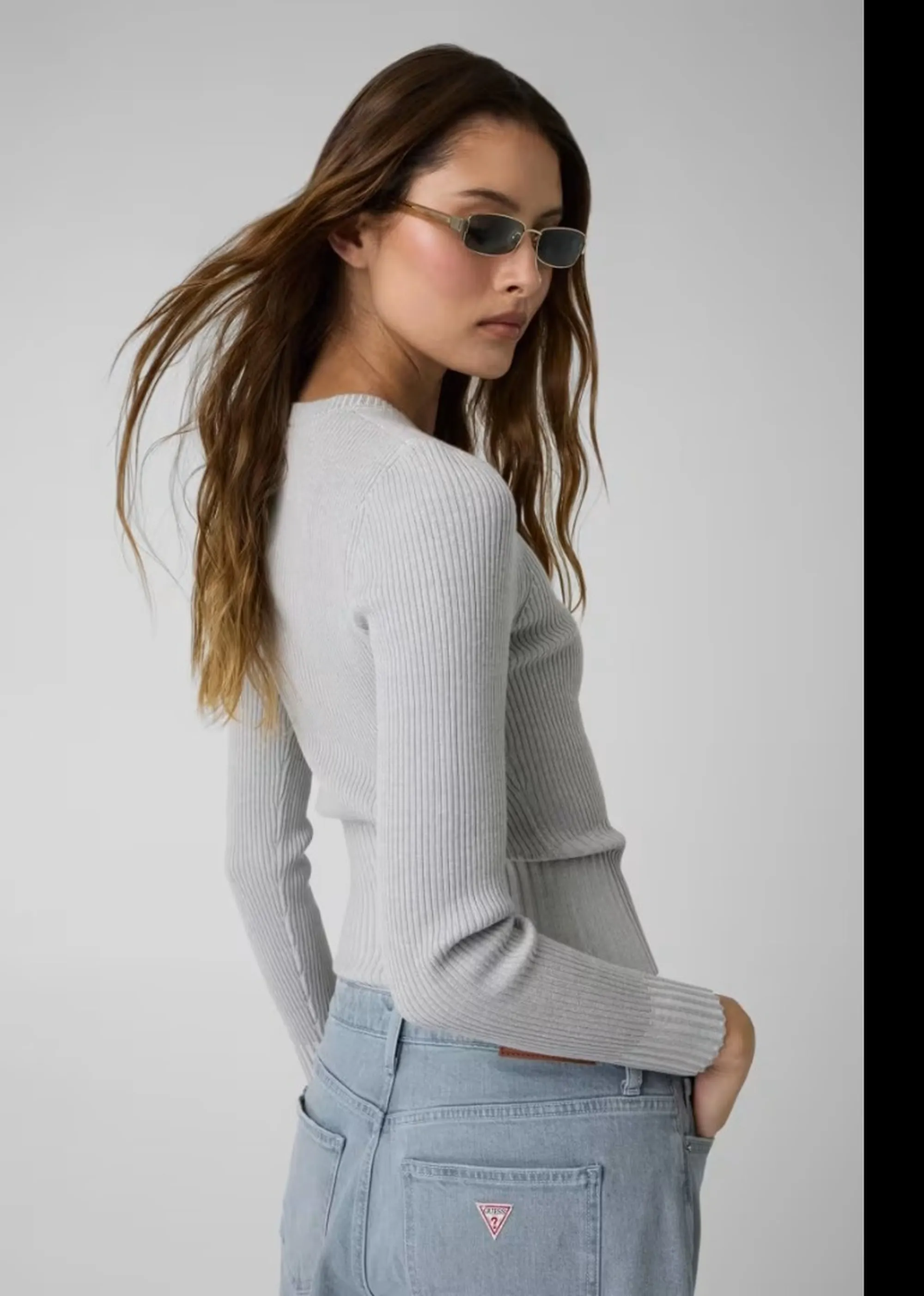Guess Jeans Maglia Con Logo In Rilievo Grigio W6Br04Z1247 195657