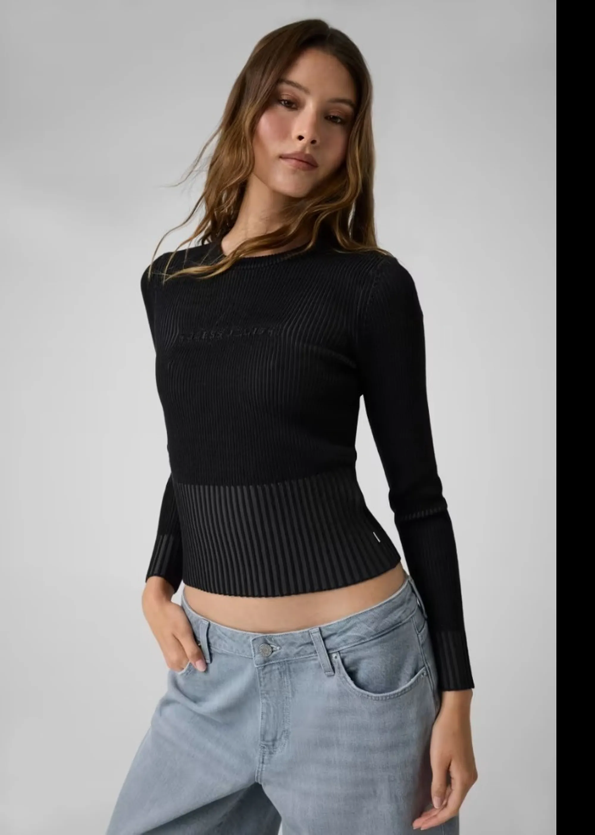 Guess Jeans Maglia Con Logo In Rilievo Nero W6Br04Z1247 195651
