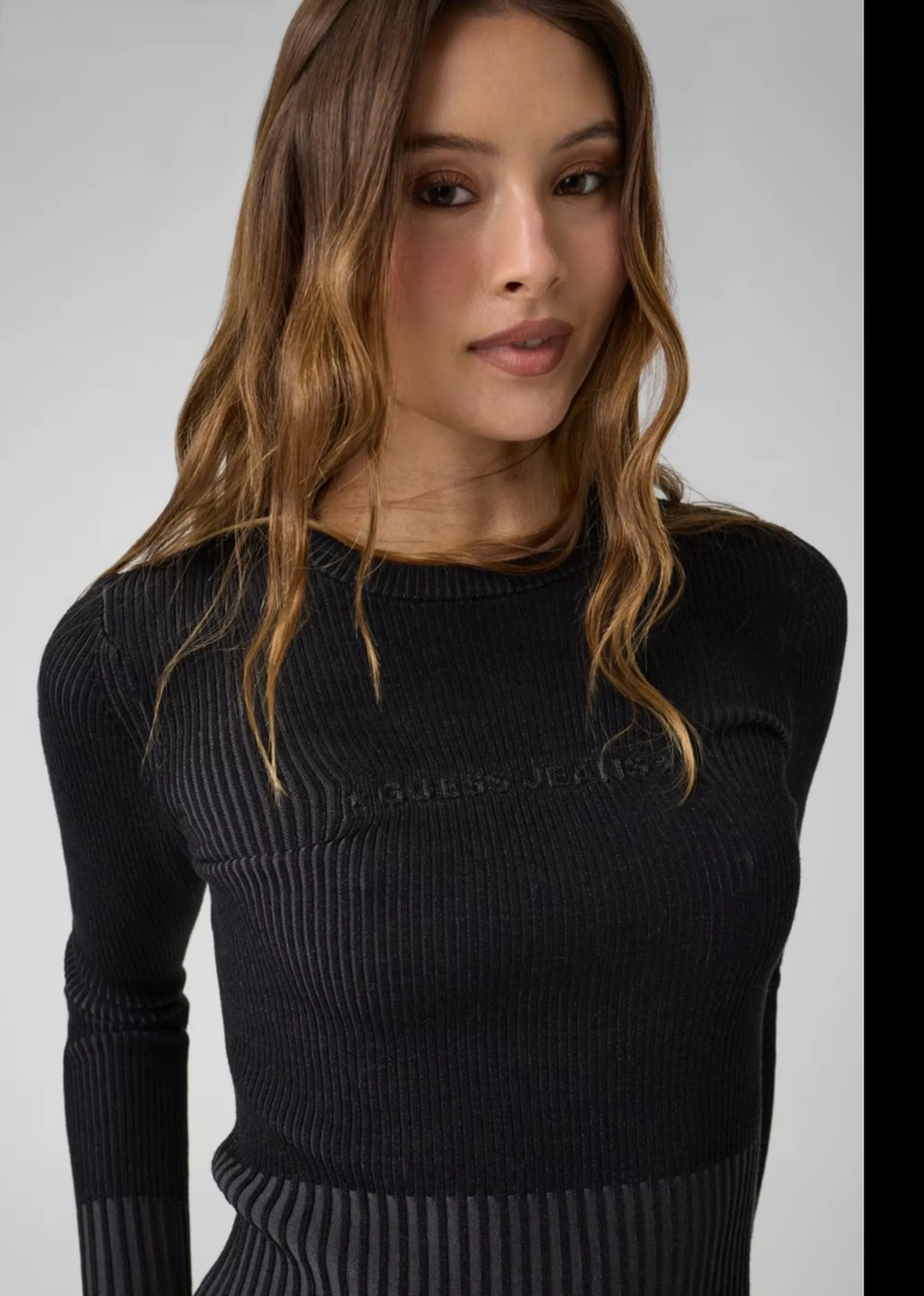 Guess Jeans Maglia Con Logo In Rilievo Nero W6Br04Z1247 195654