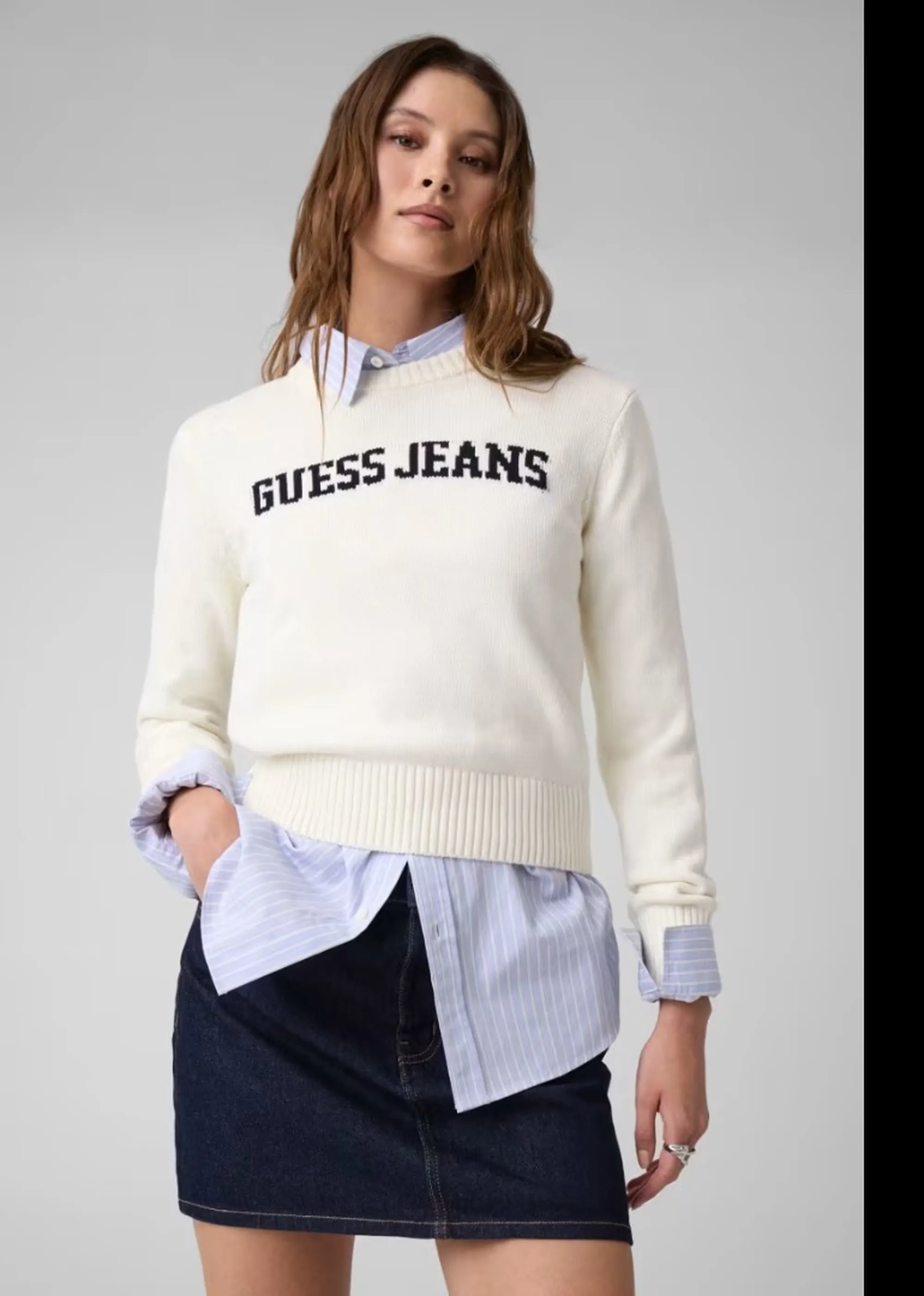 Guess Jeans B'Sweater With Inlay Logo' White W4Br10Z3Hm1 187183