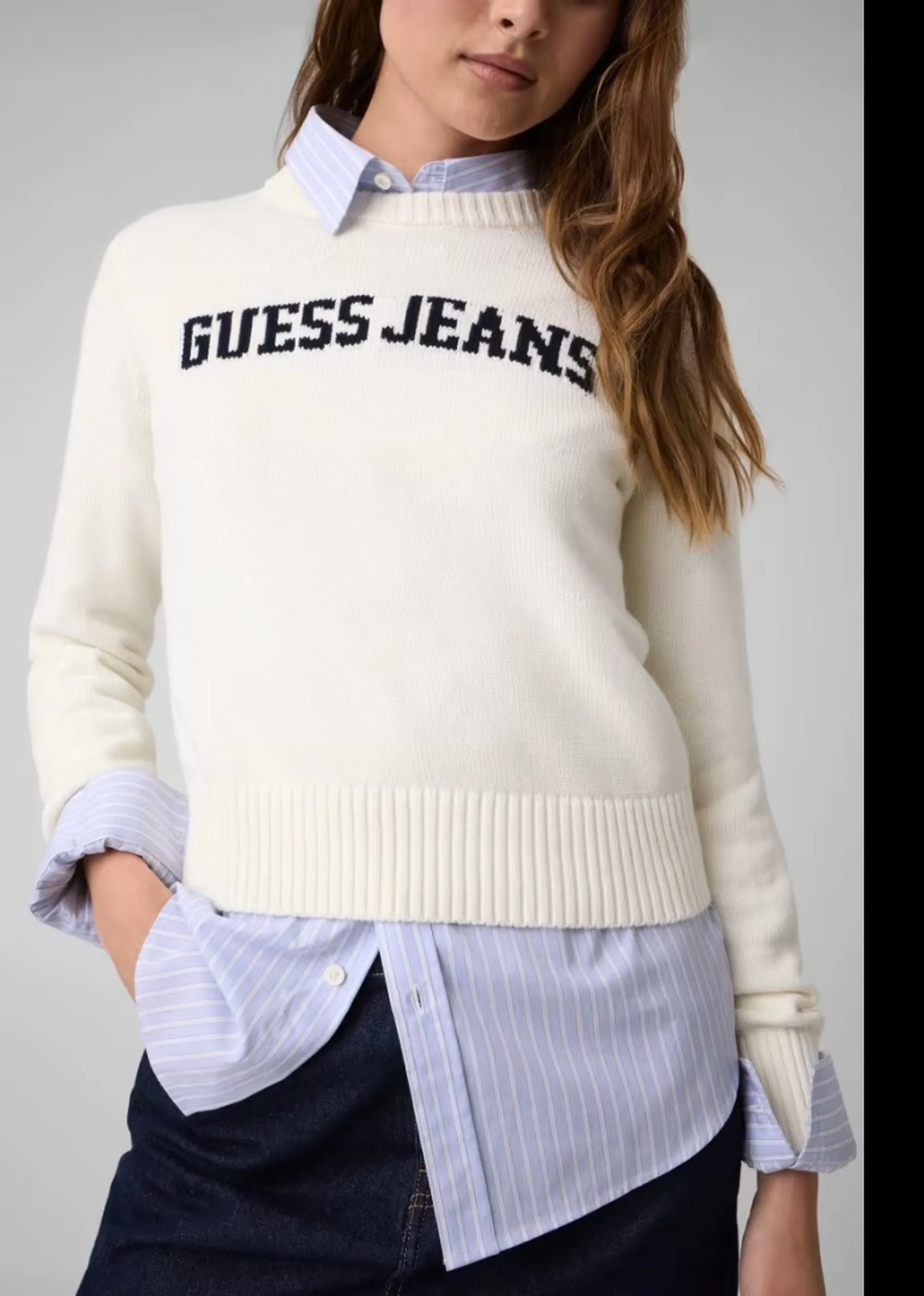 Guess Jeans B'Sweater With Inlay Logo' White W4Br10Z3Hm1 187186
