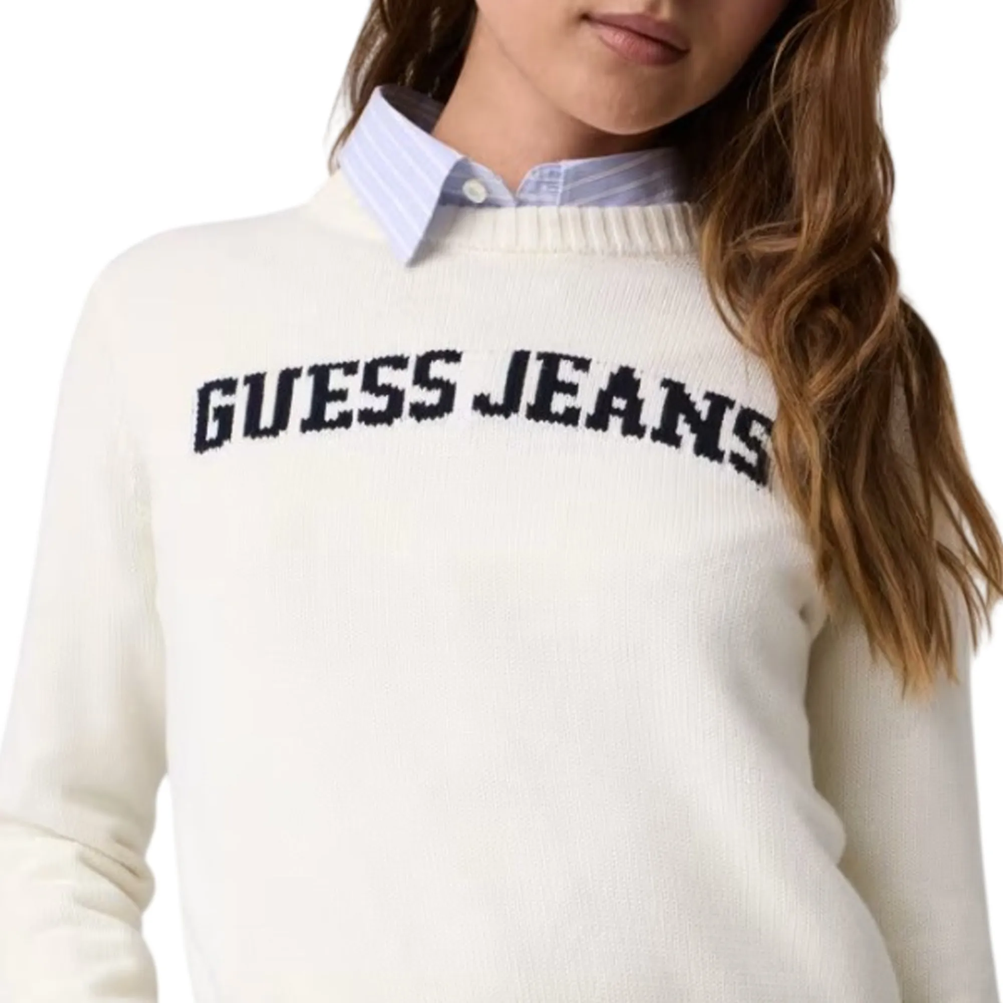 Guess Jeans B'Sweater With Inlay Logo' White W4Br10Z3Hm1 187536