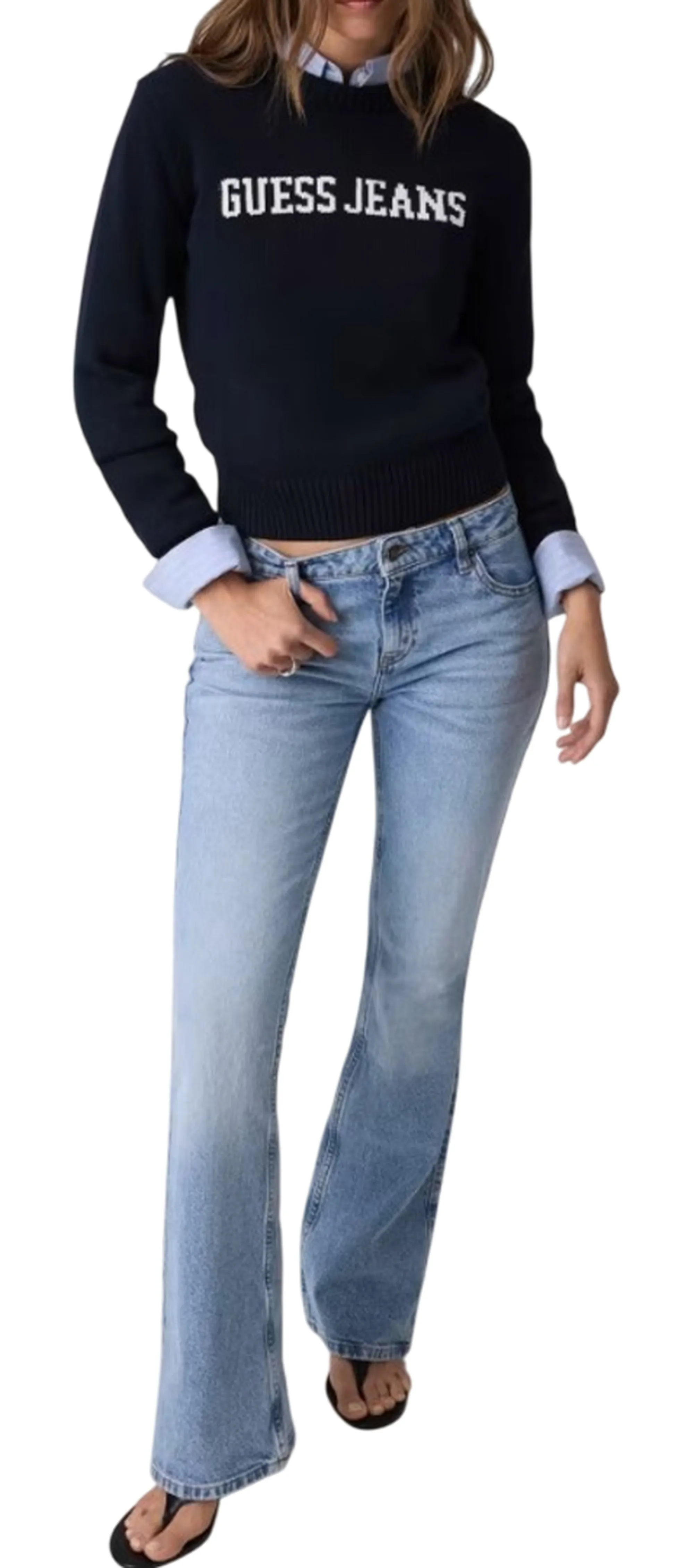 Guess Jeans B'Sweater With Inlay Logo' Dark Blue W4Br10Z3Hm1 187538
