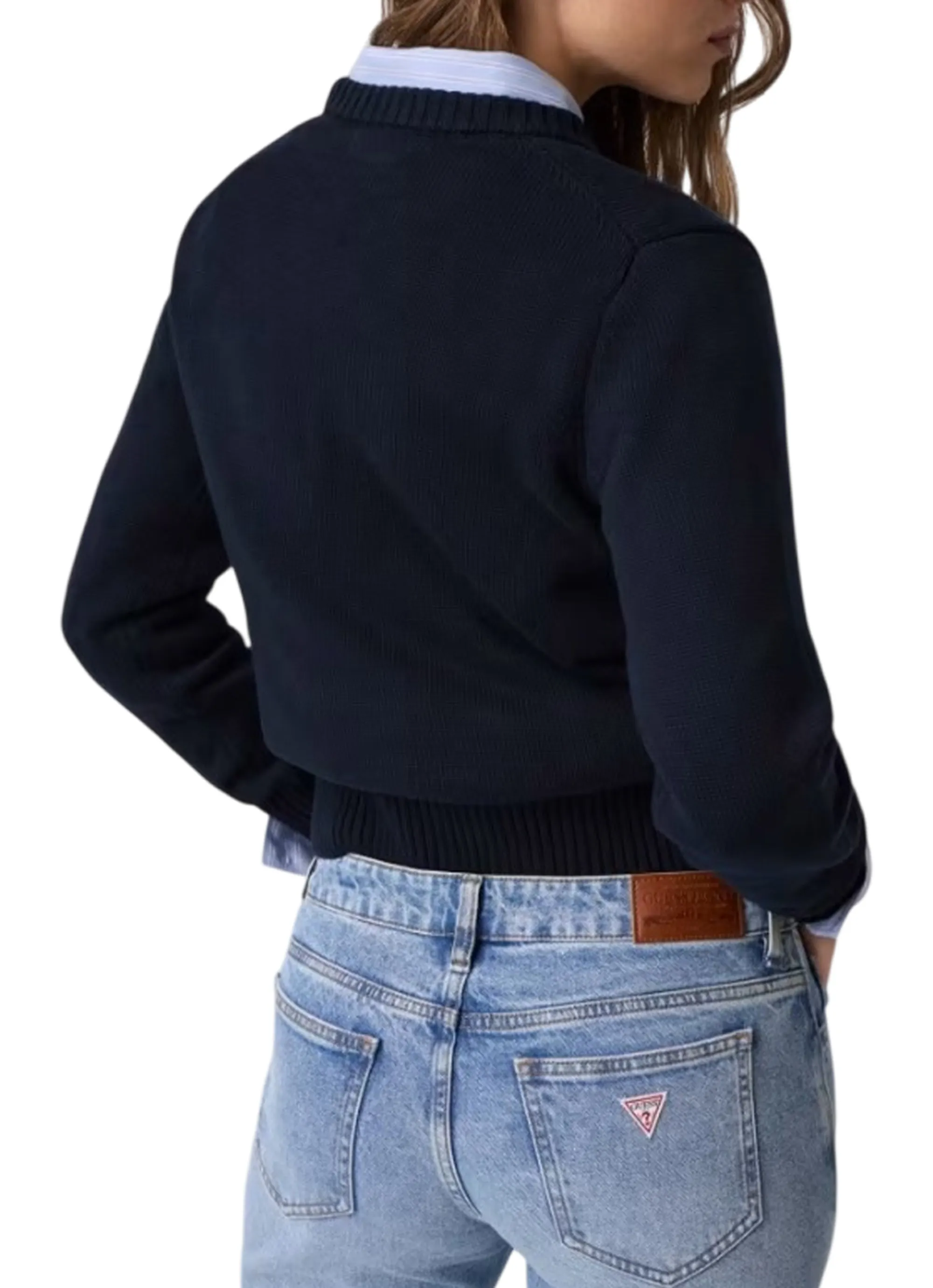 Guess Jeans B'Sweater With Inlay Logo' Dark Blue W4Br10Z3Hm1 187539