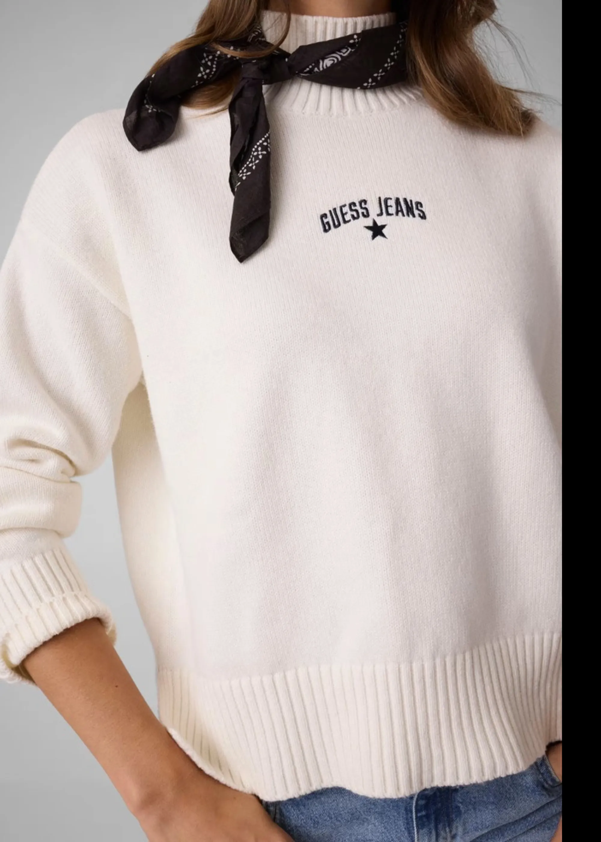 Guess Jeans Maglia In Misto Lana Bianco Sporco W6Br09Z1252 187934
