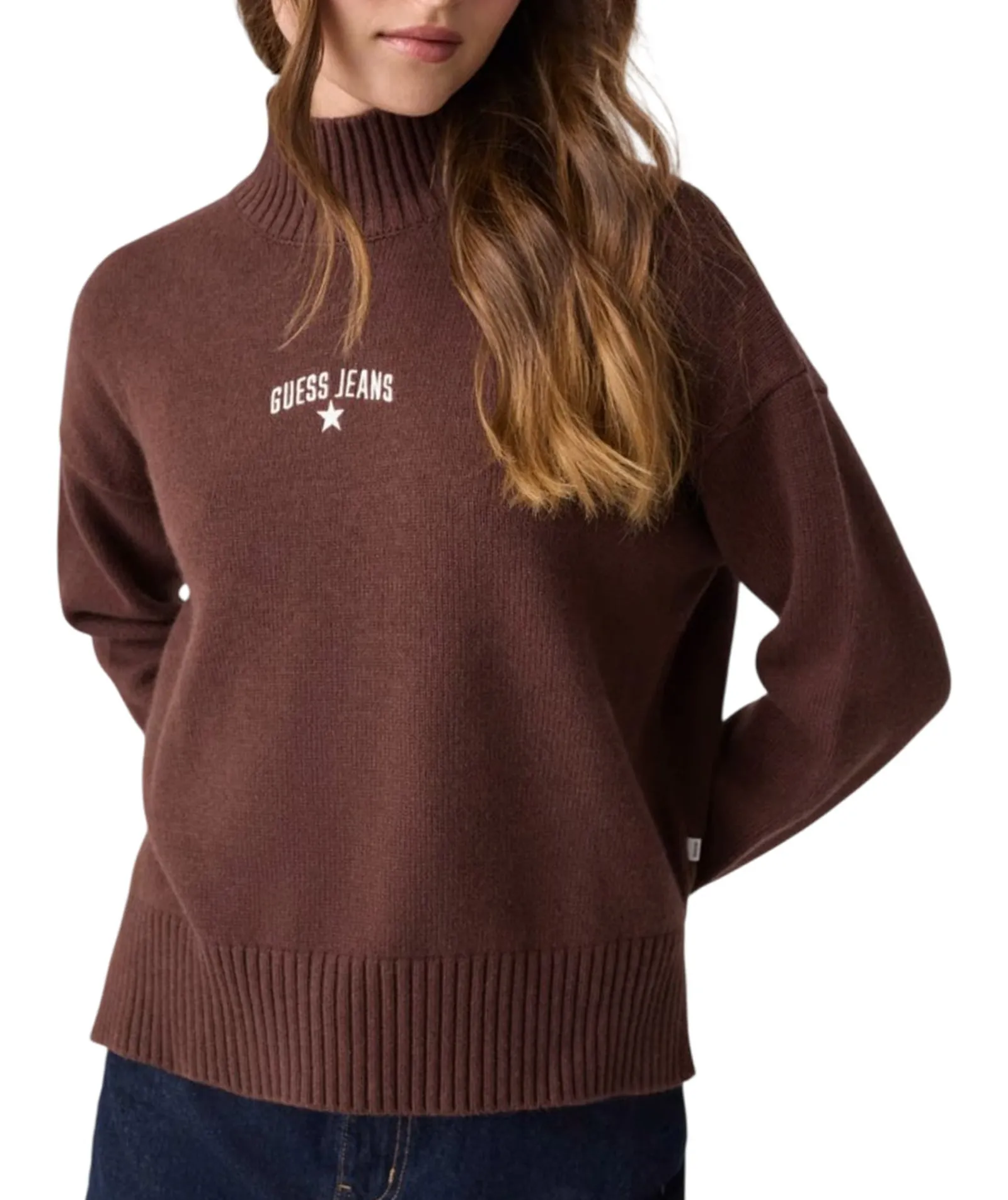 Guess Jeans Maglia In Misto Lana Marrone W6Br09Z1252 188075