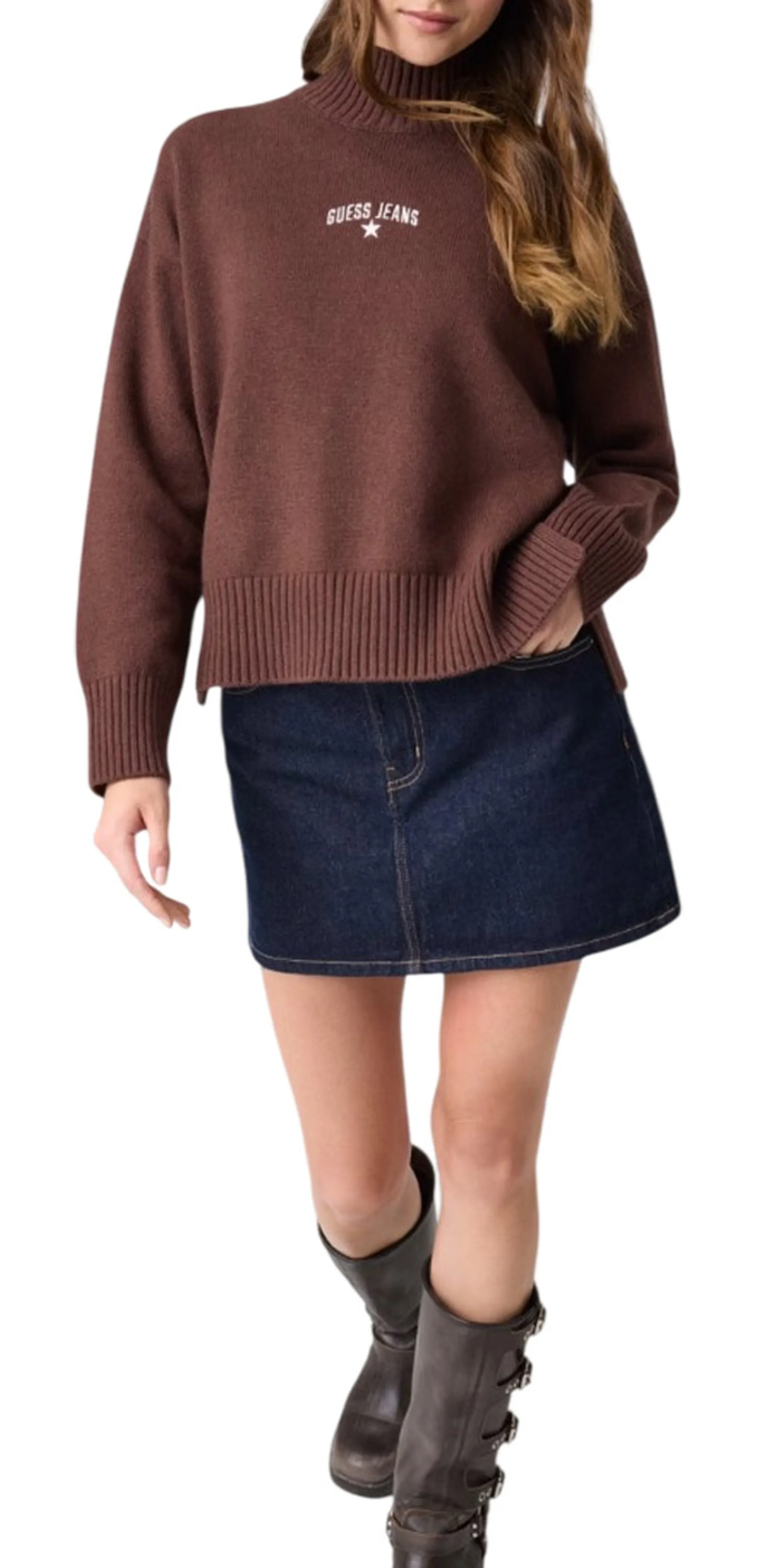 Guess Jeans B'Wool Blend Sweater' Brown W6Br09Z1252 188077