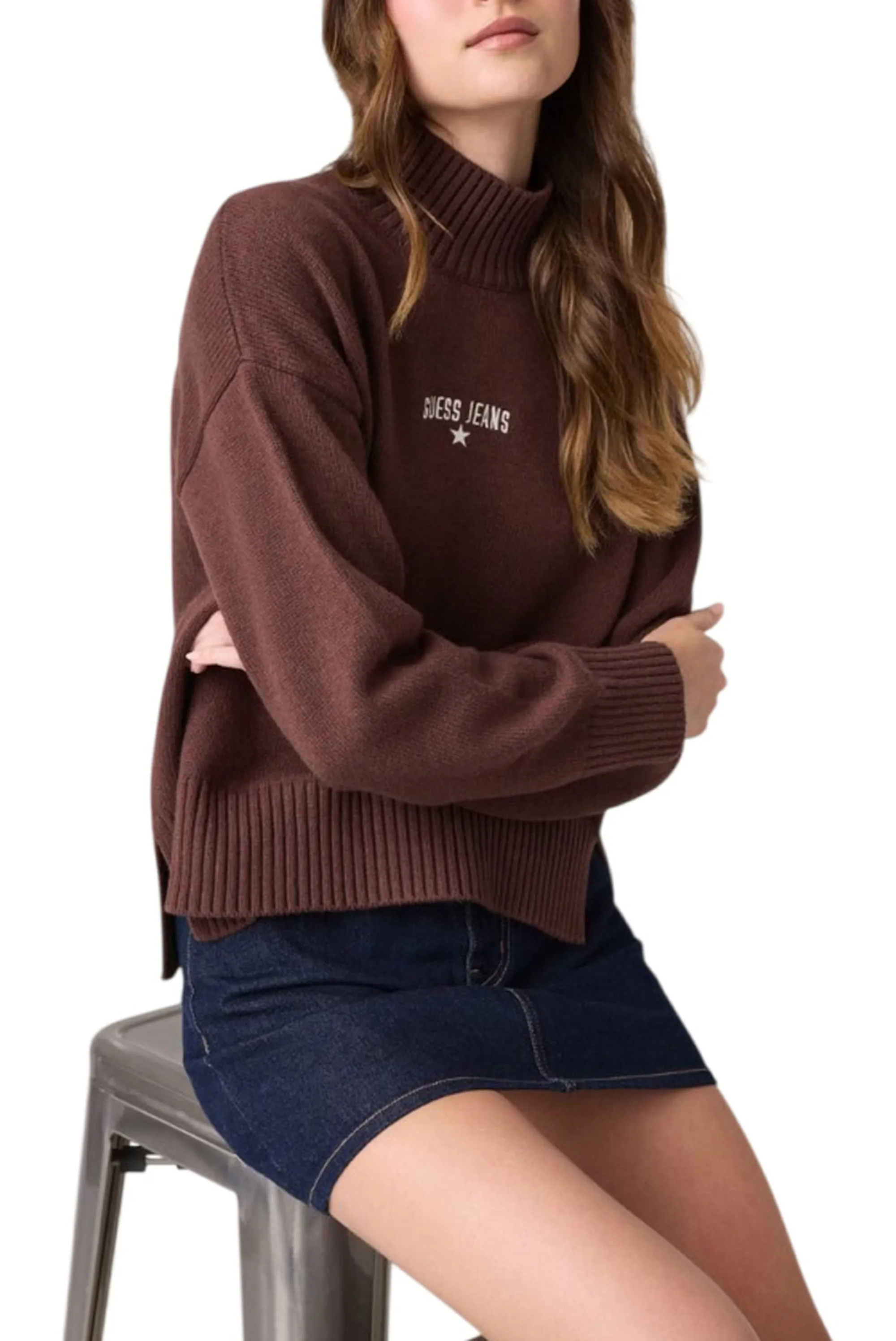 Guess Jeans B'Wool Blend Sweater' Brown W6Br09Z1252 188078