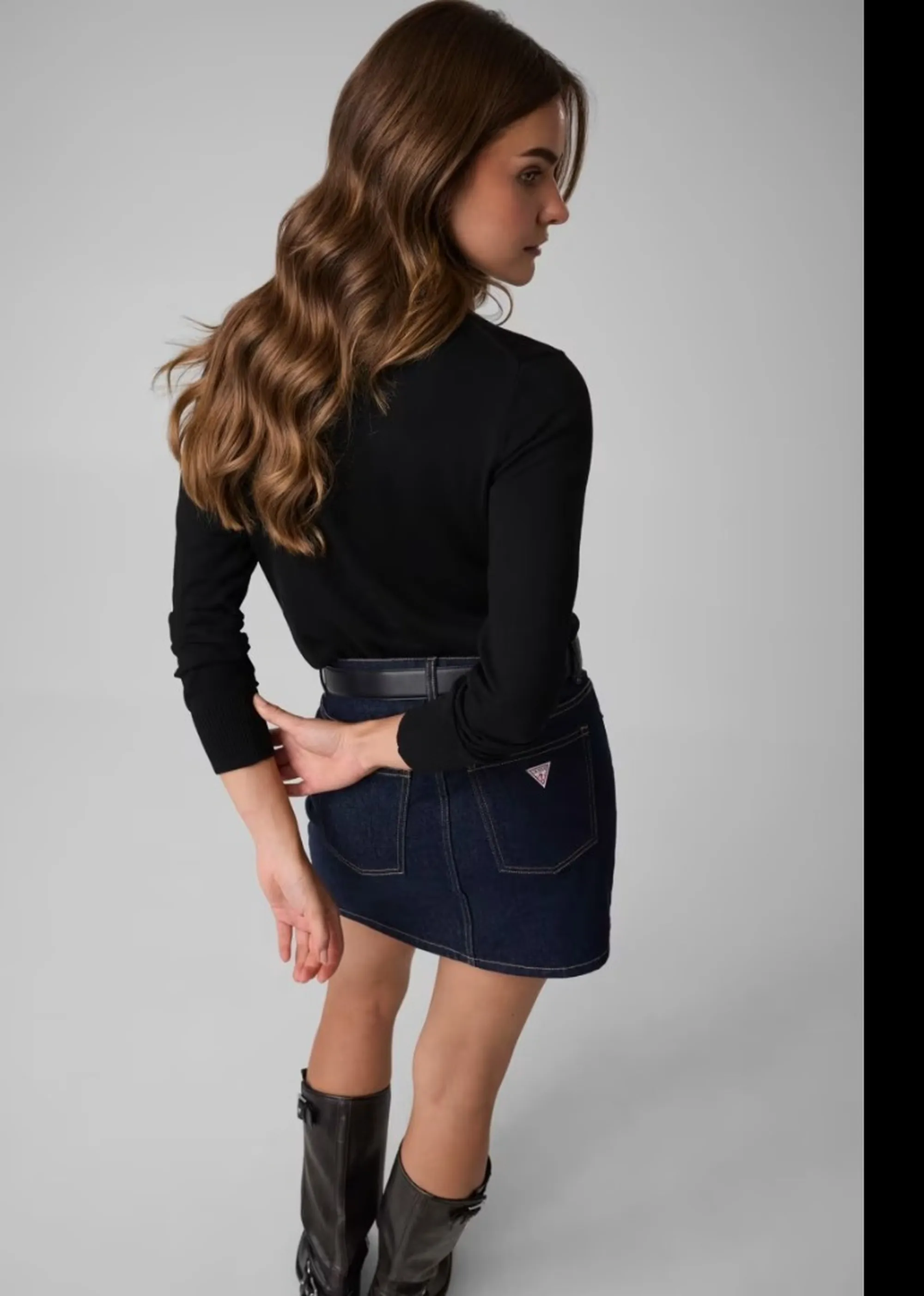 Guess Jeans Maglia In Misto Lana Nero W6Br03Z1246 188568