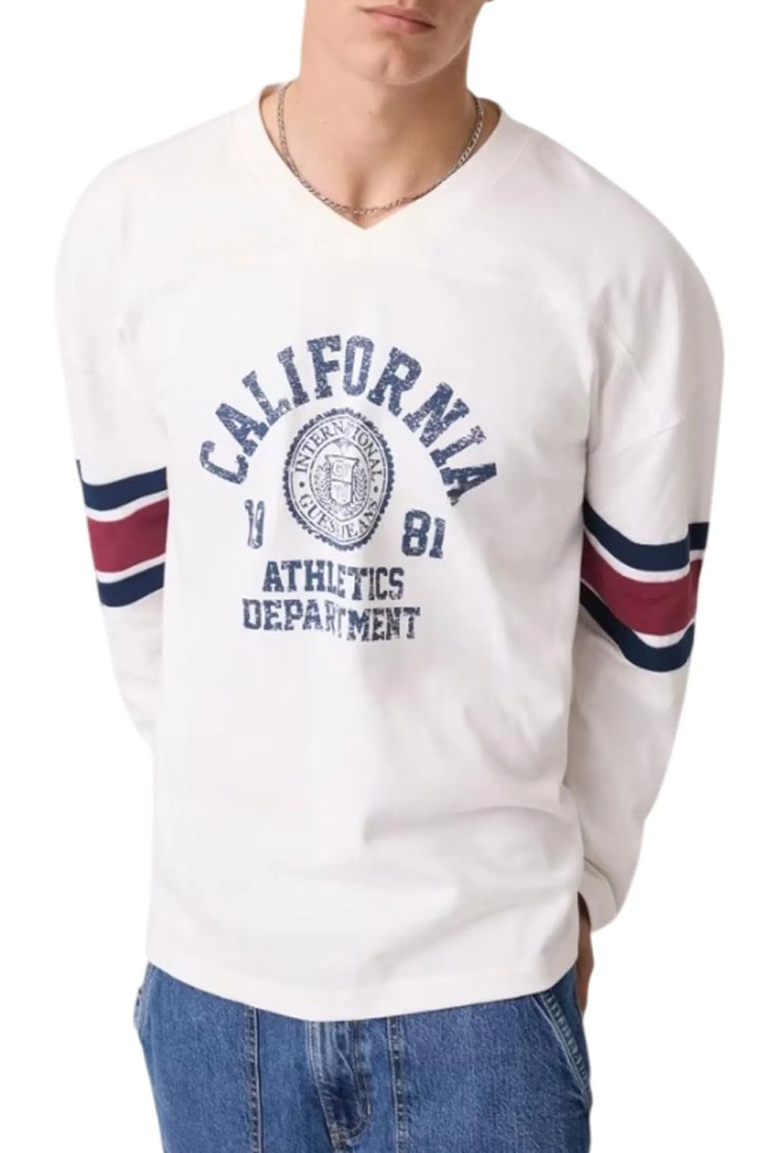 Guess Jeans T-Shirt Hockey Bianco M6Yi68K4823 187686