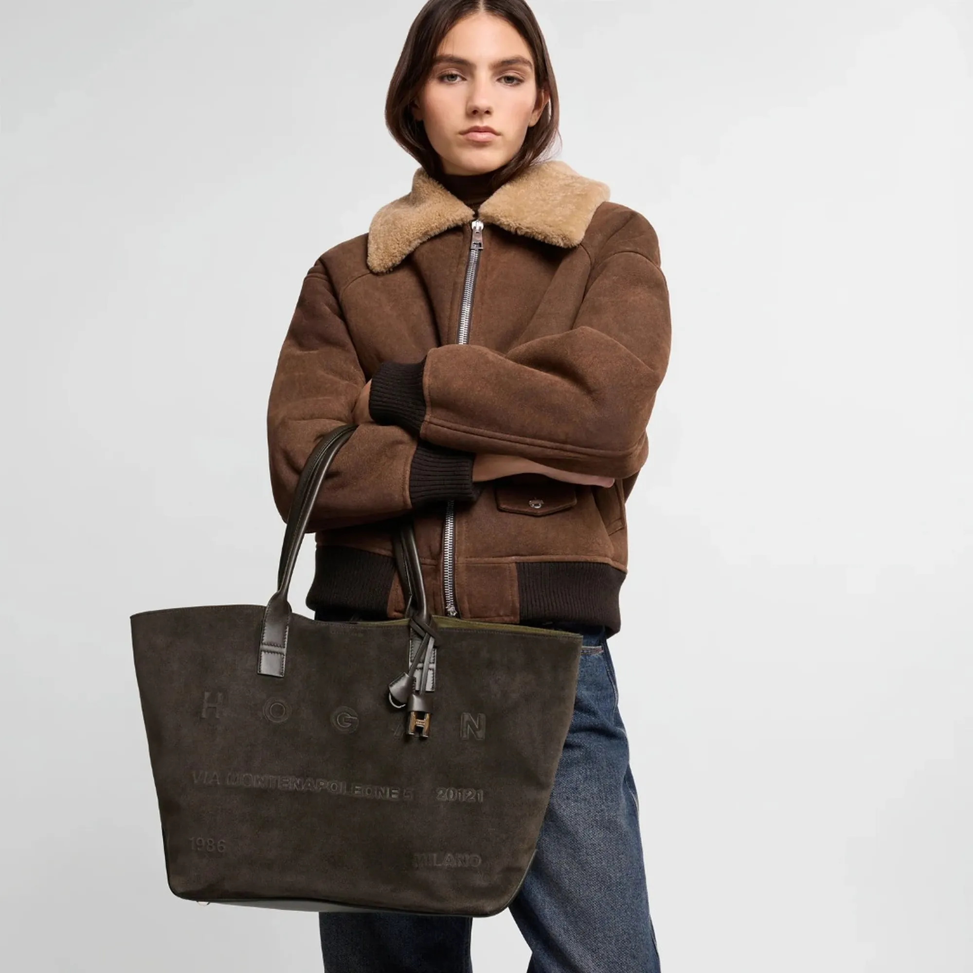 Hogan B'Medium Shopping Hogan Address Bag' Brown Kbw01Ta3300Ugms808 190208