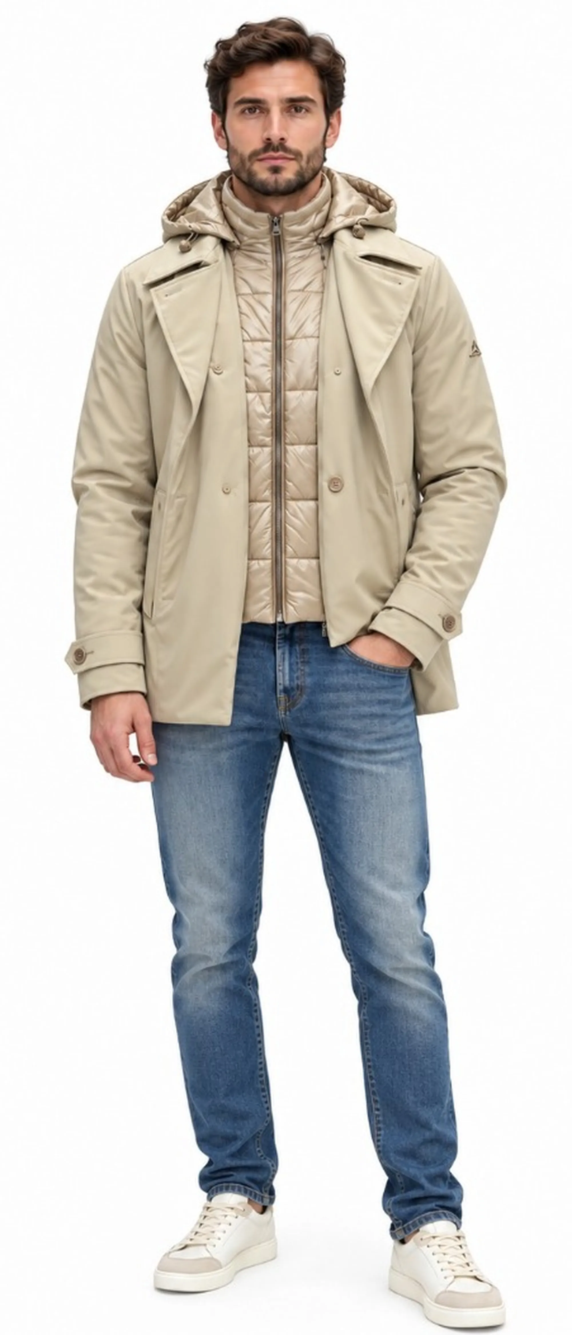 Hèskimo B'Double Breasted Coat' Beige He2440059 199613
