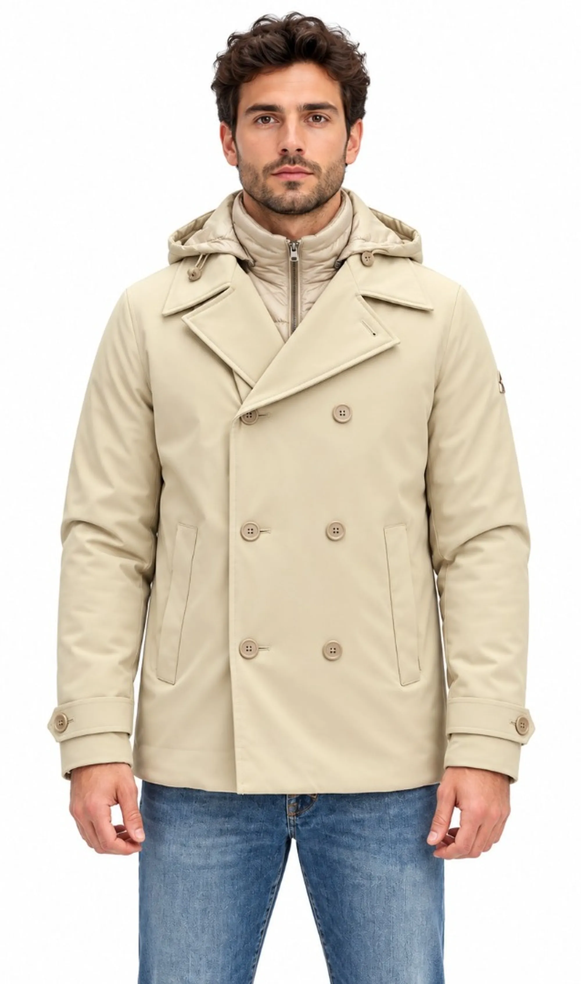 Hèskimo B'Double Breasted Coat' Beige He2440059 199615
