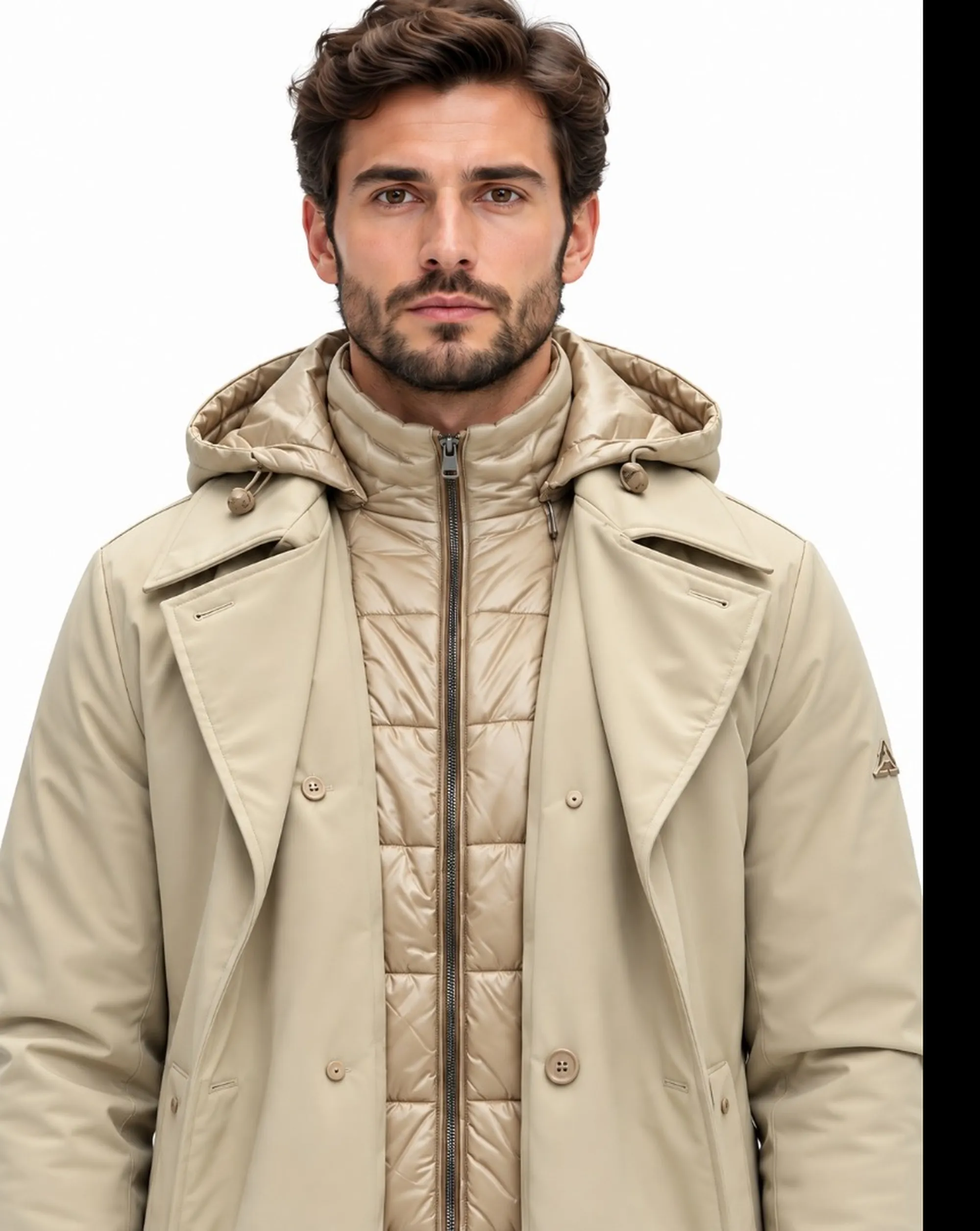 Hèskimo B'Double Breasted Coat' Beige He2440059 199616