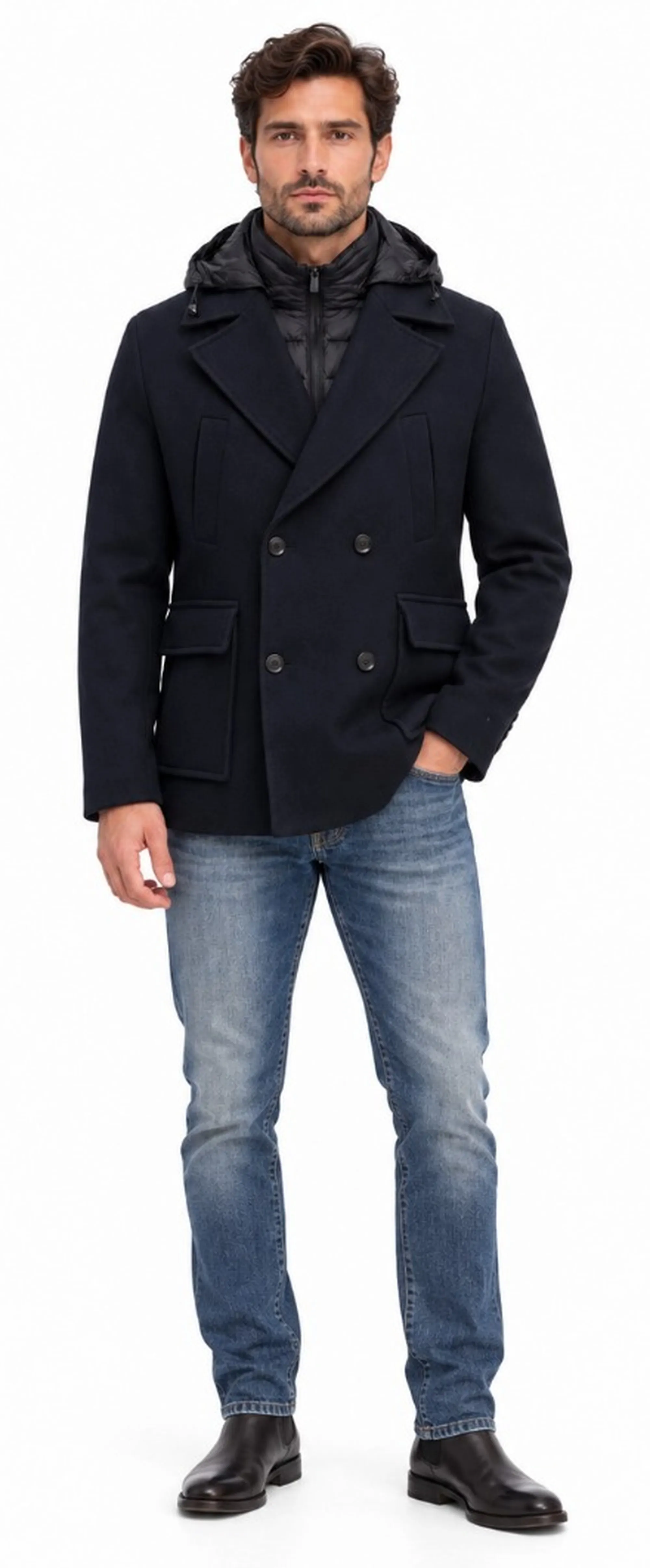 Hèskimo B'Double Breasted Coat' Blu He2440073 199500