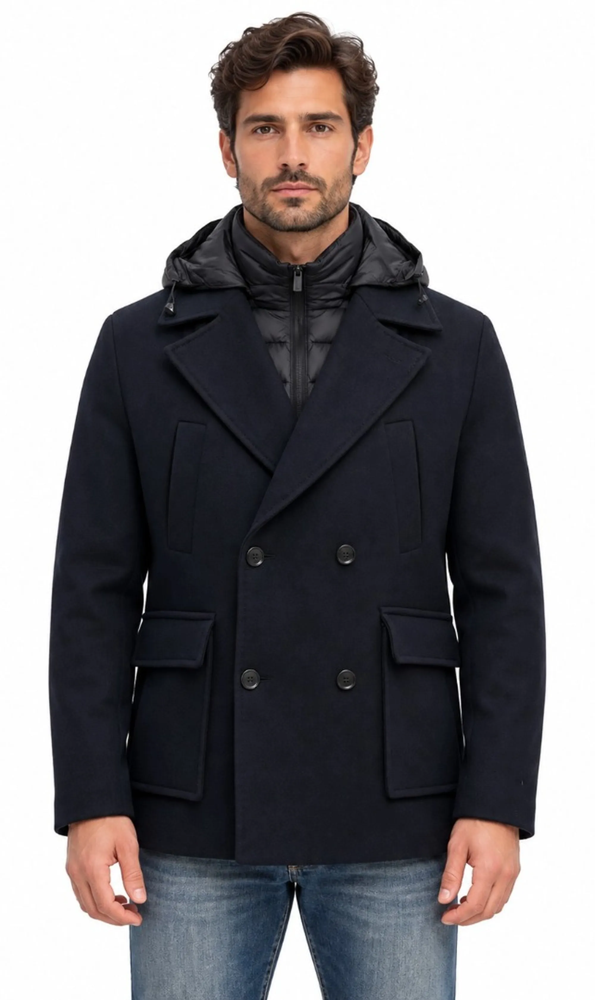 Hèskimo B'Double Breasted Coat' Blu He2440073 199501