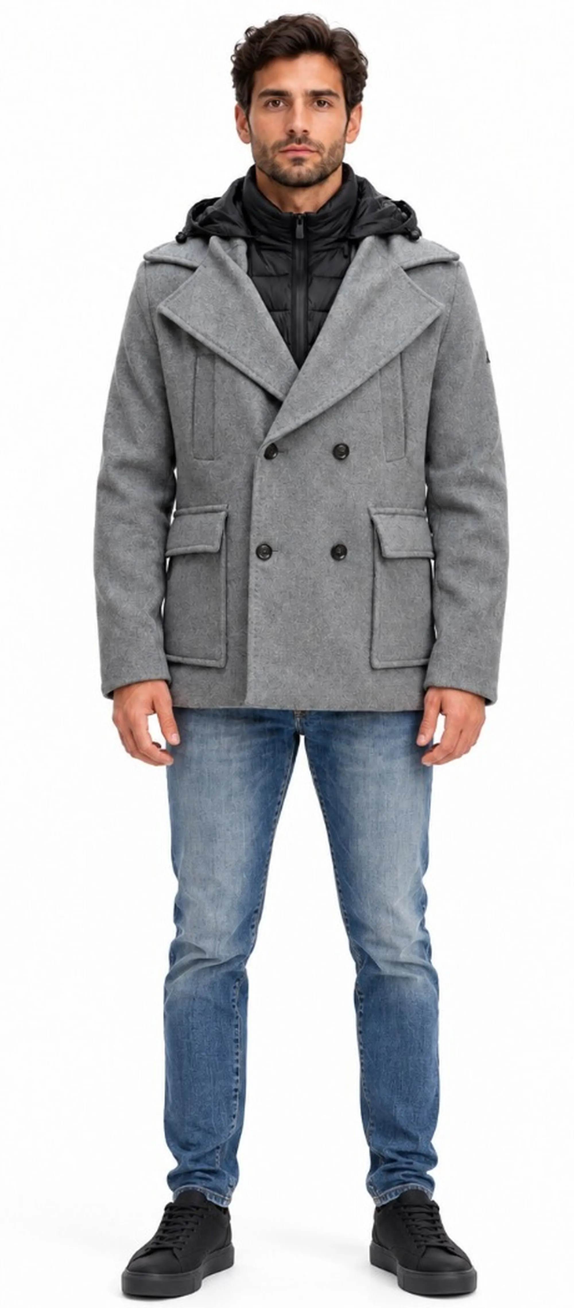 Hèskimo B'Double Breasted Coat' Grey He2440073 199460