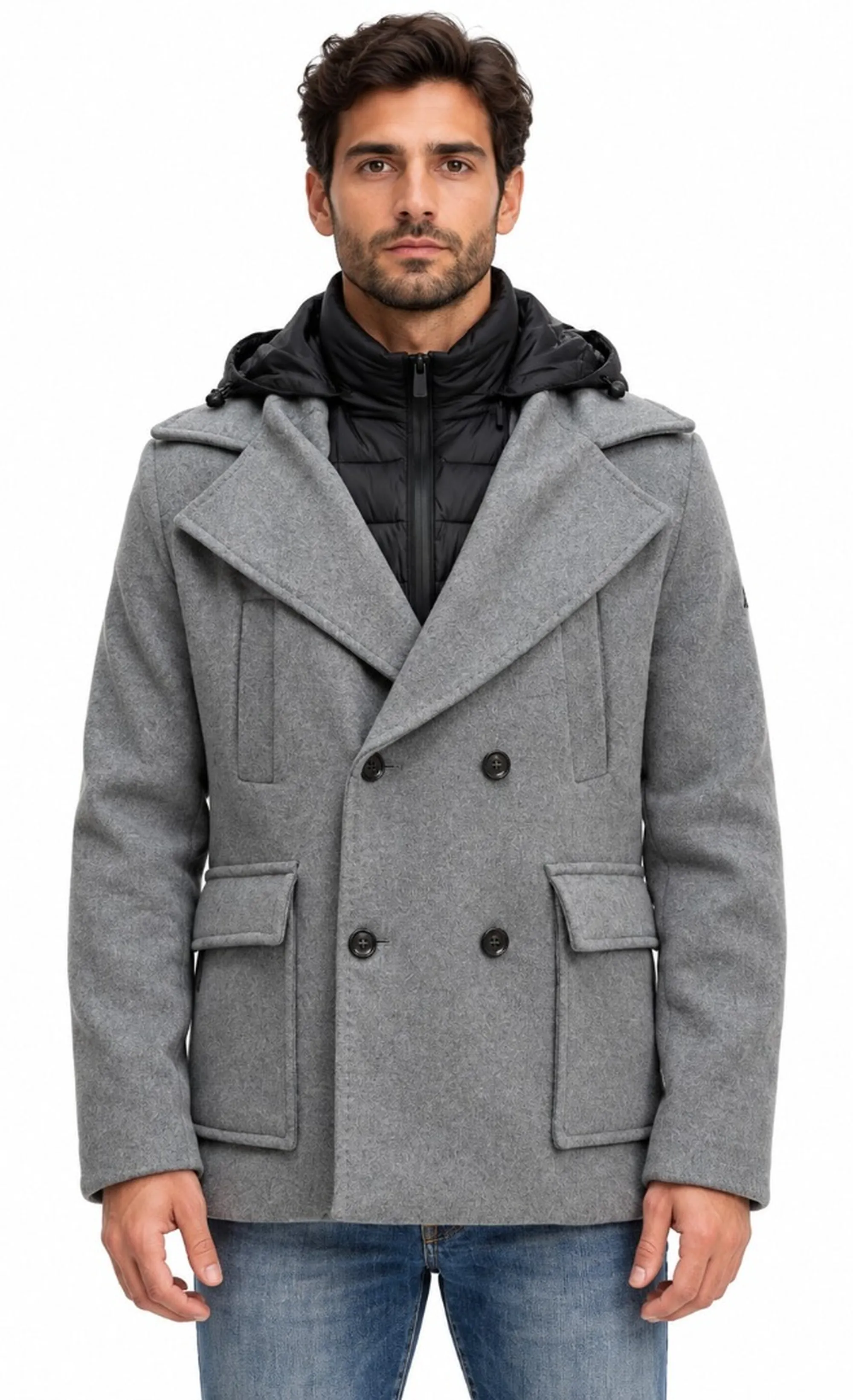 Hèskimo B'Double Breasted Coat' Grey He2440073 199461