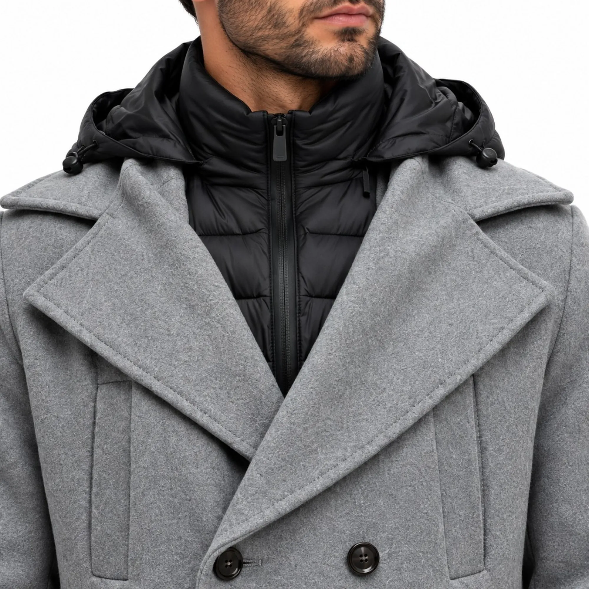 Hèskimo B'Double Breasted Coat' Grey He2440073 199462