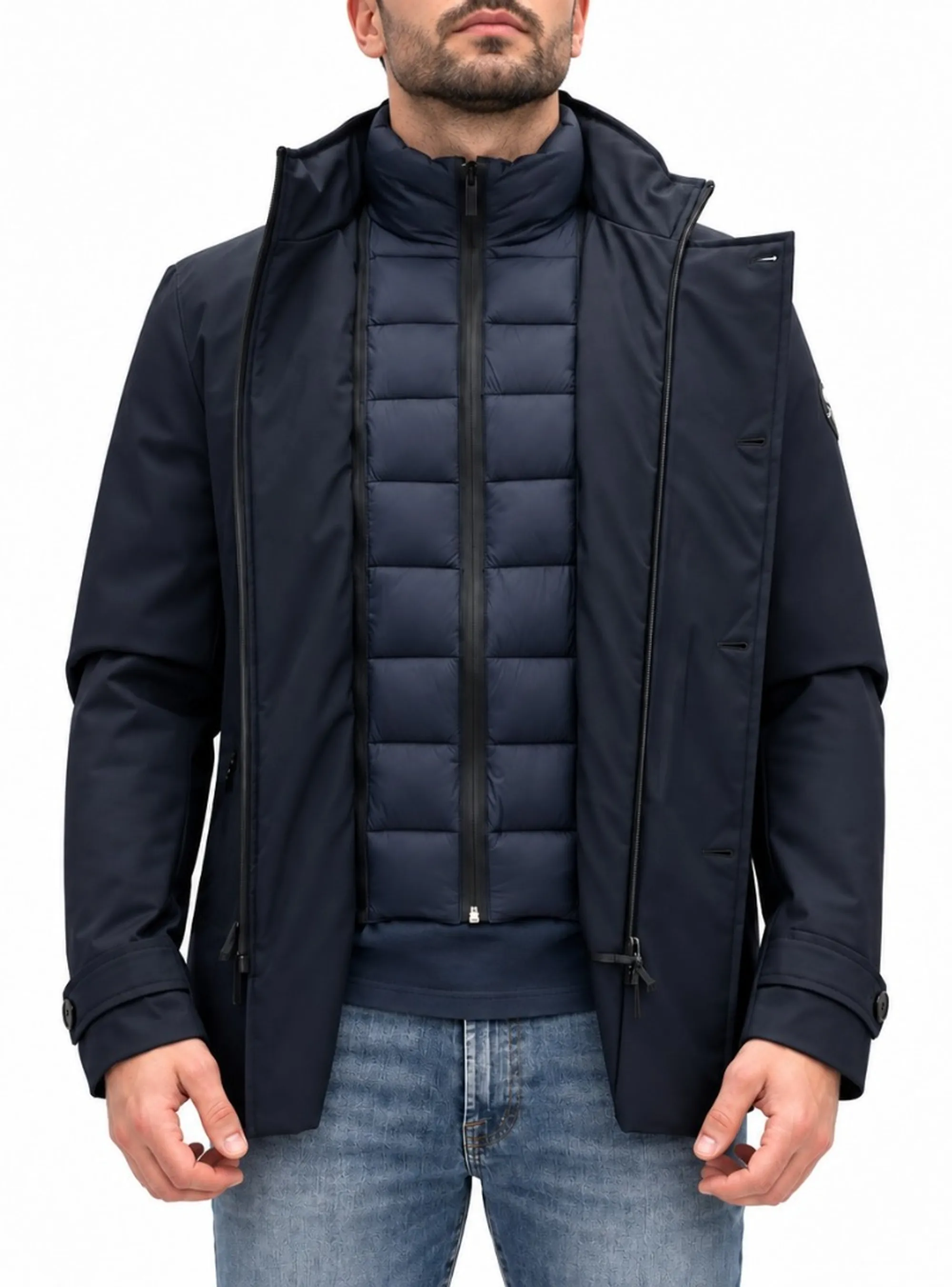 Hèskimo B'Double Breasted Waterproof Coat' Blu He2440064 199486