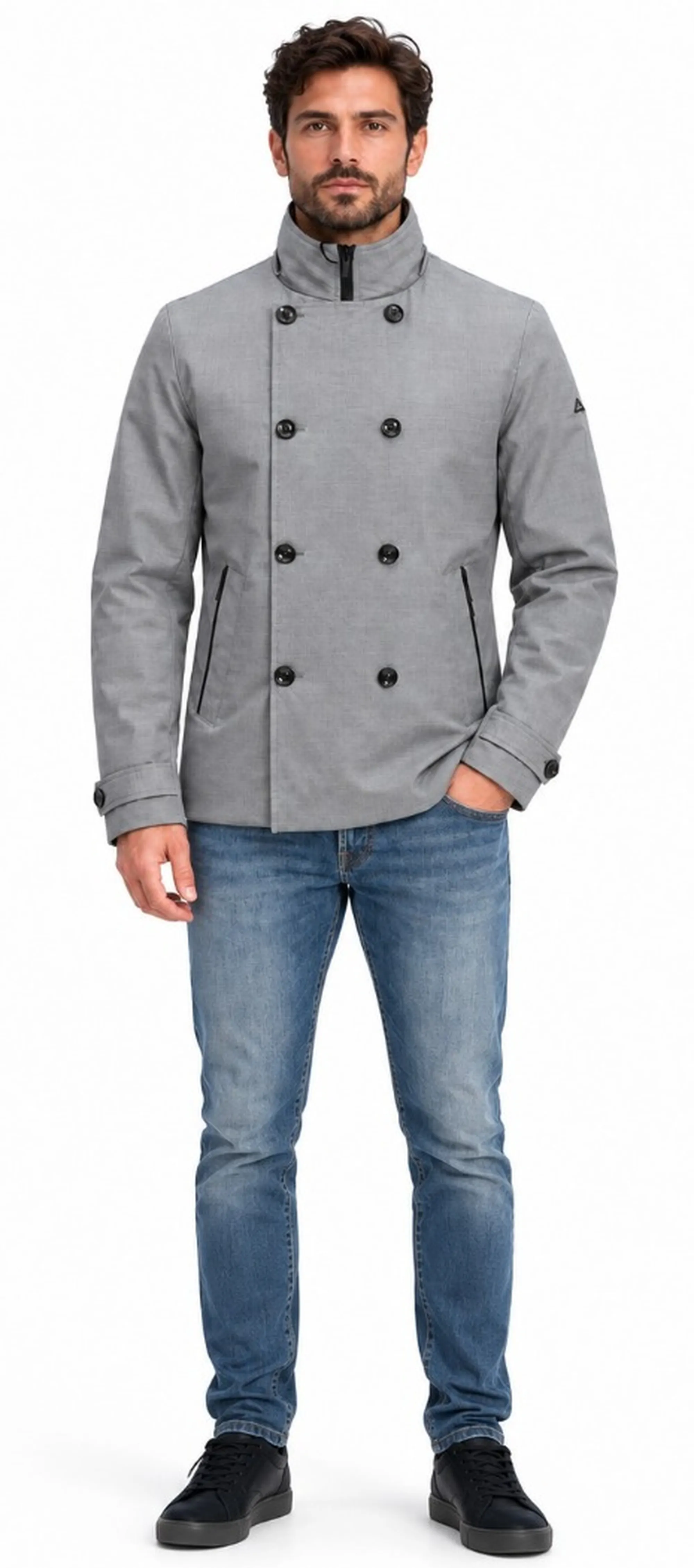 Hèskimo B'Double Breasted Waterproof Coat' Grey He2440064 199491