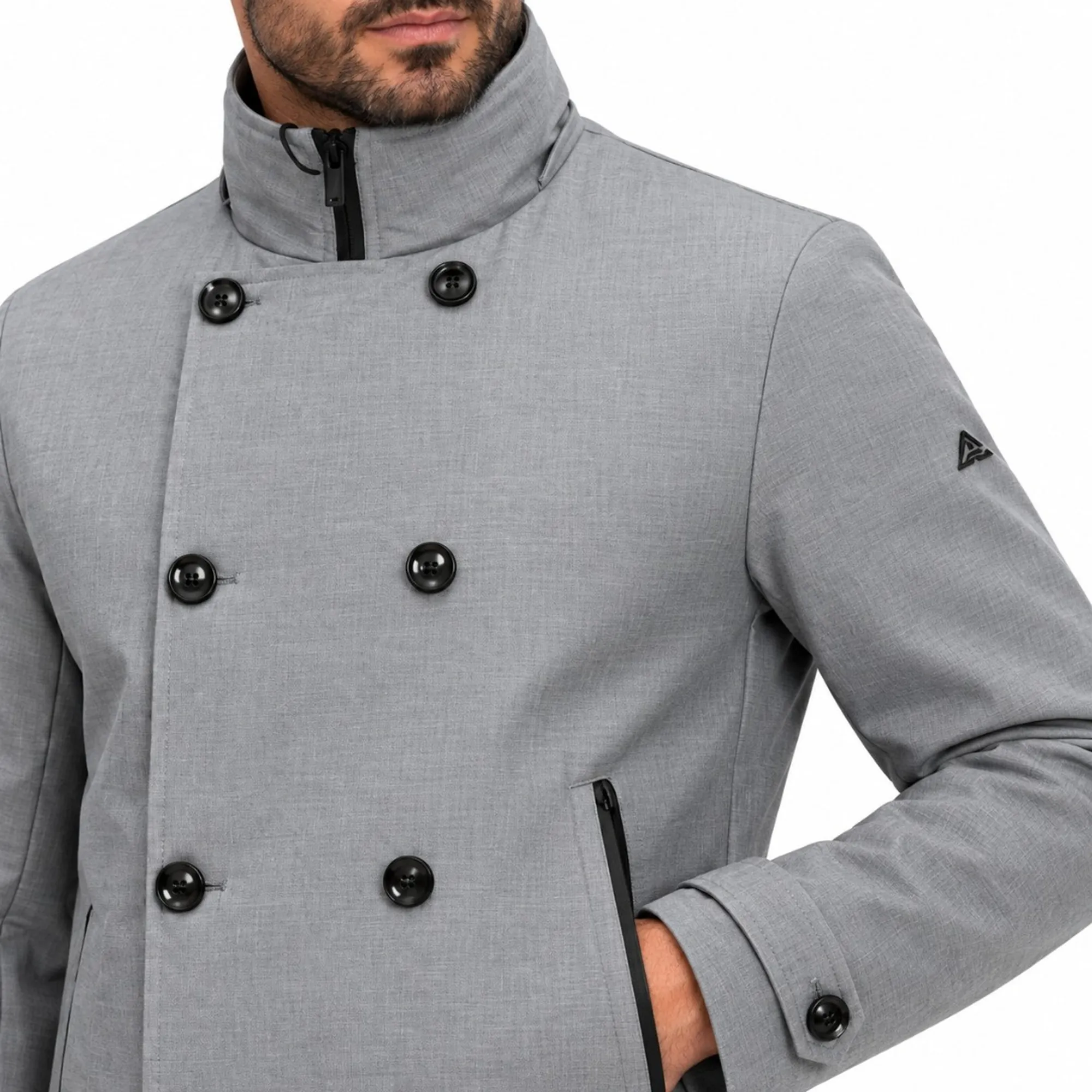 Hèskimo B'Double Breasted Waterproof Coat' Grey He2440064 199492