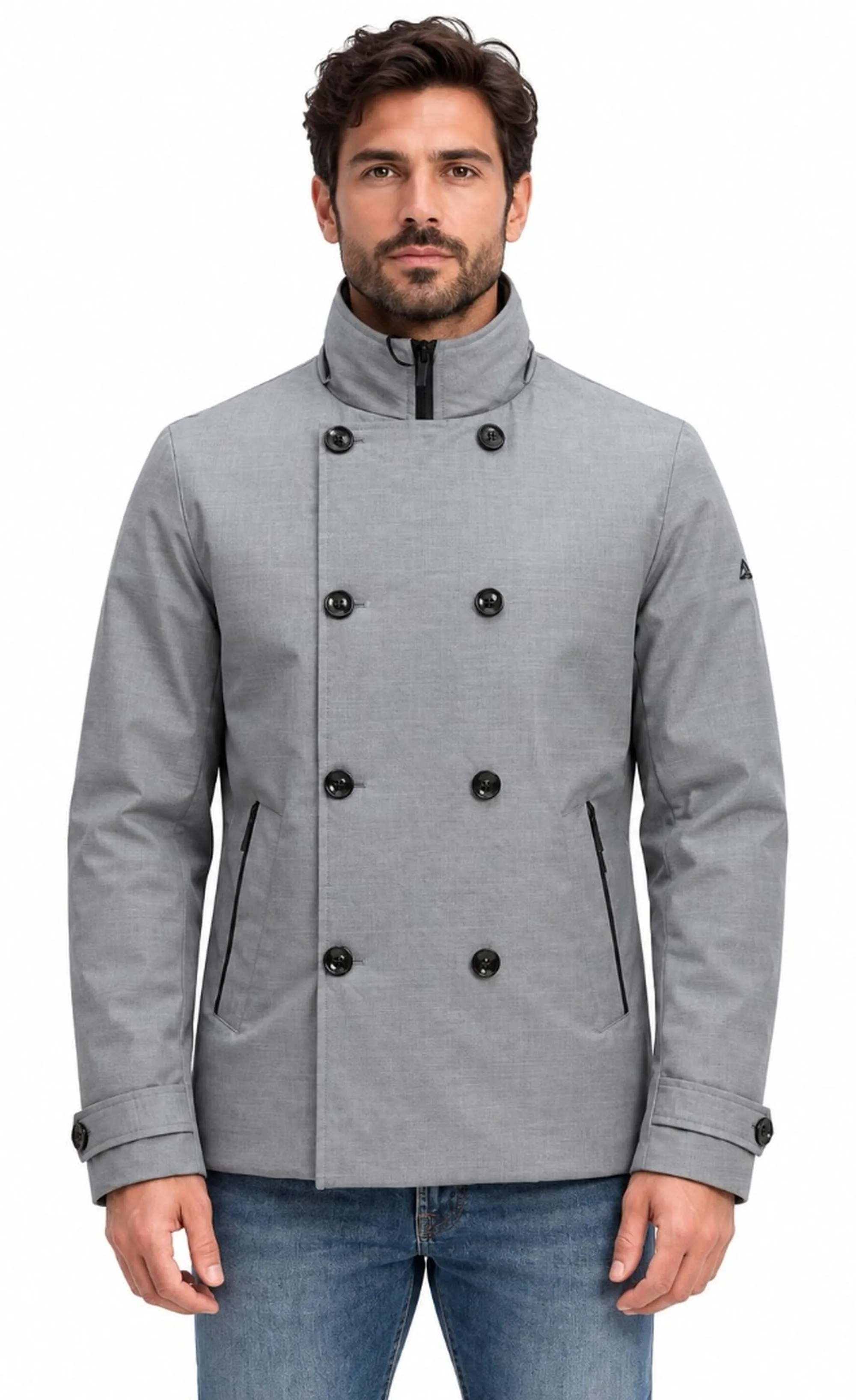 Hèskimo B'Double Breasted Waterproof Coat' Grey He2440064 199494