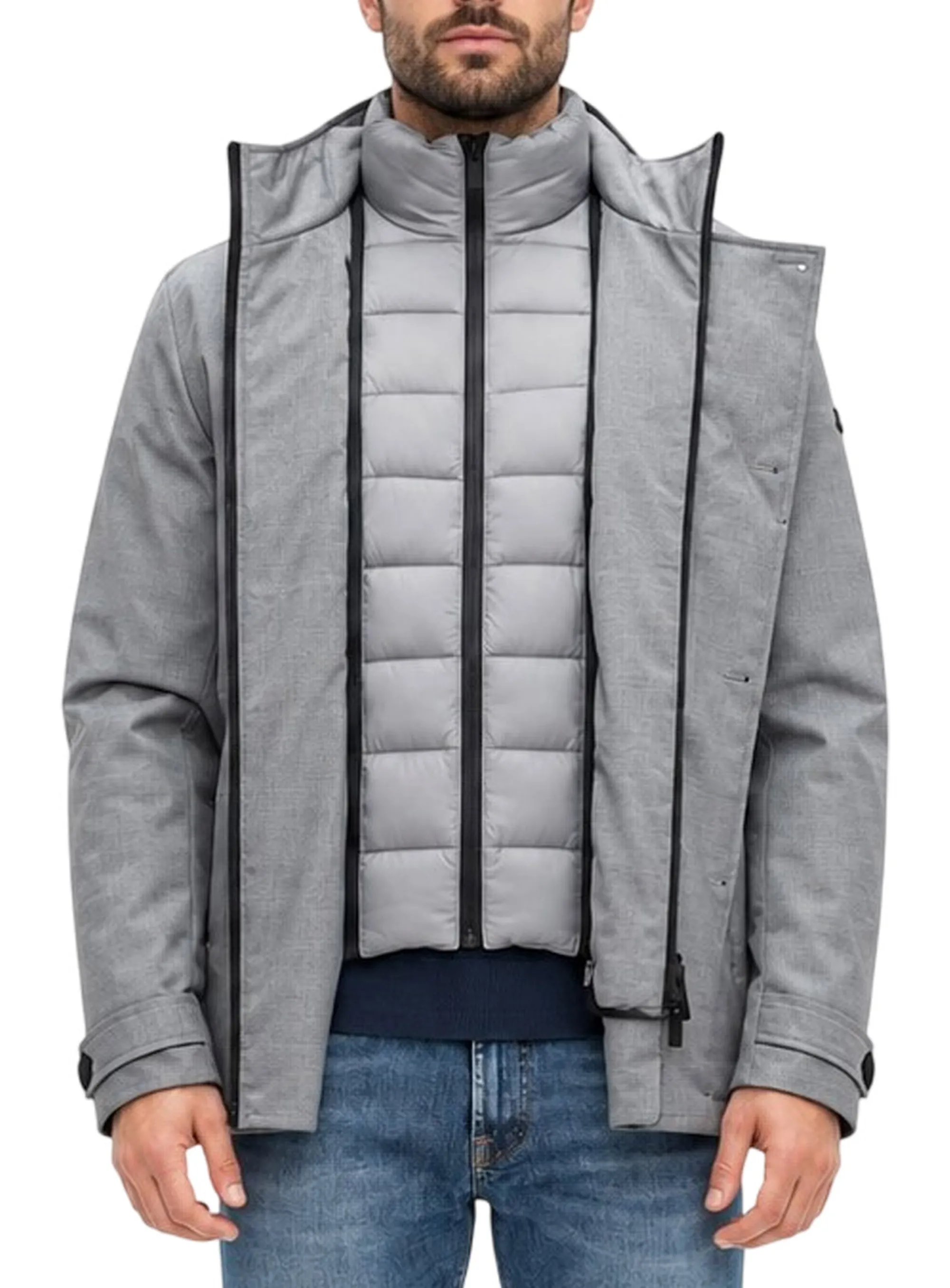 Hèskimo Cappotto Doppiopetto Impermeabile Grigio He2440064 199684