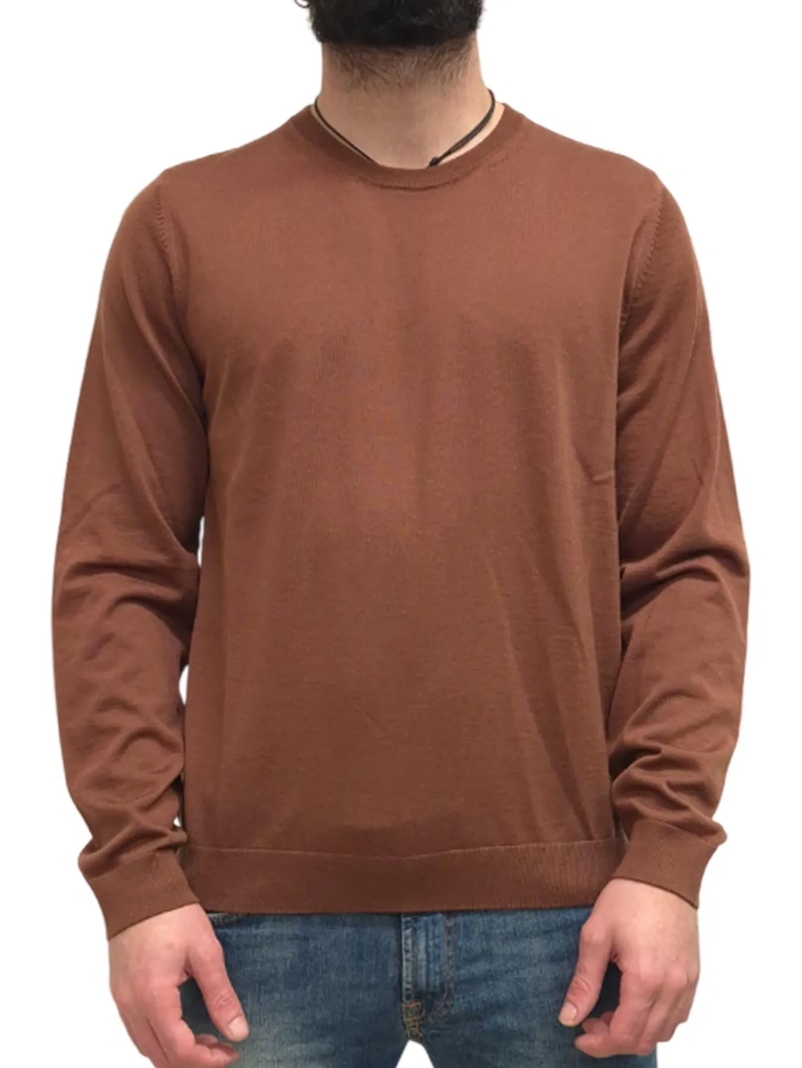 Hugo Boss Maglia Slim Fit A Girocollo In Lana Merino Marrone 50468239 168927