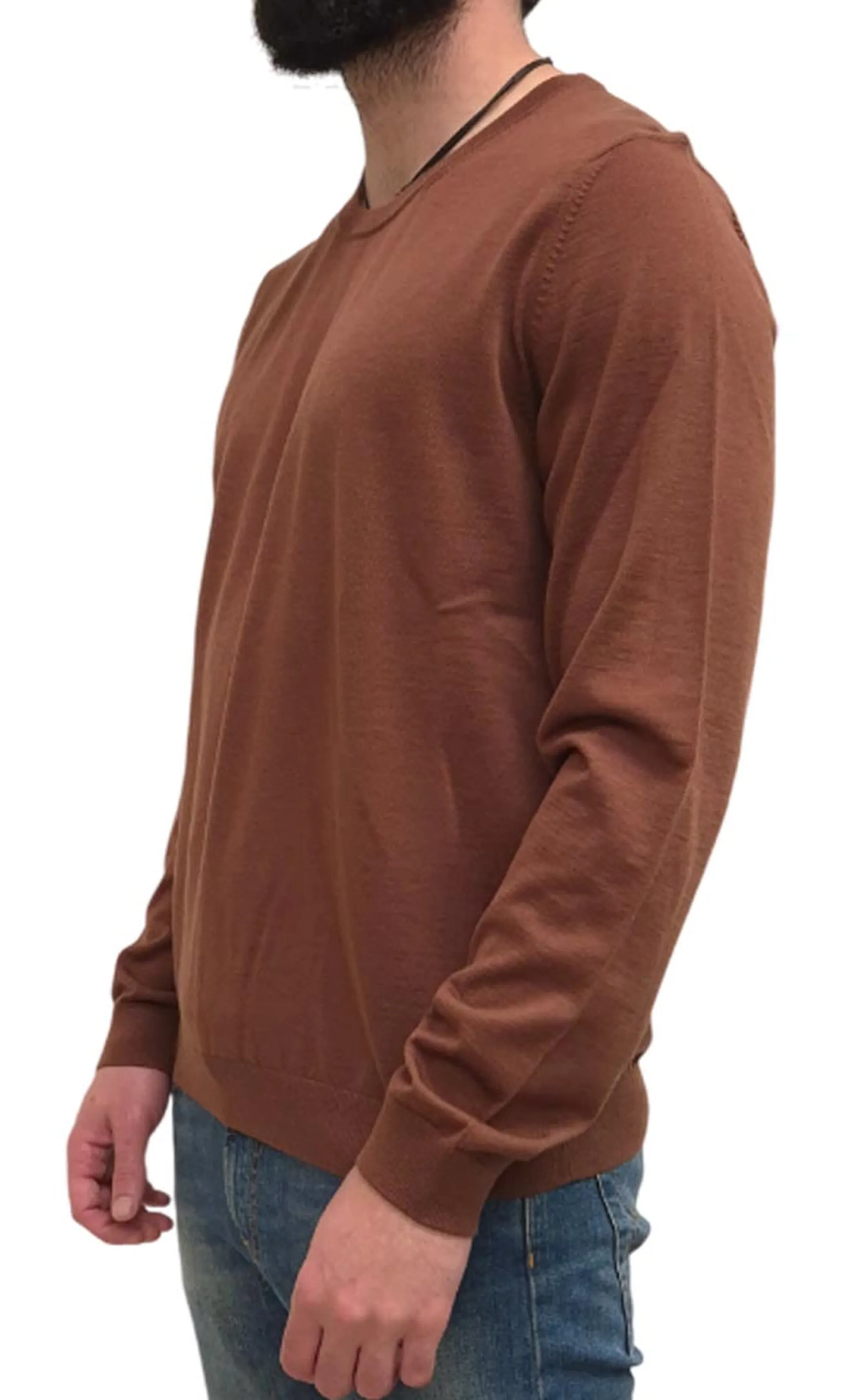 Hugo Boss B'Slim Fit Crew Neck Sweater In Merino Wool' Brown 50468239 168928