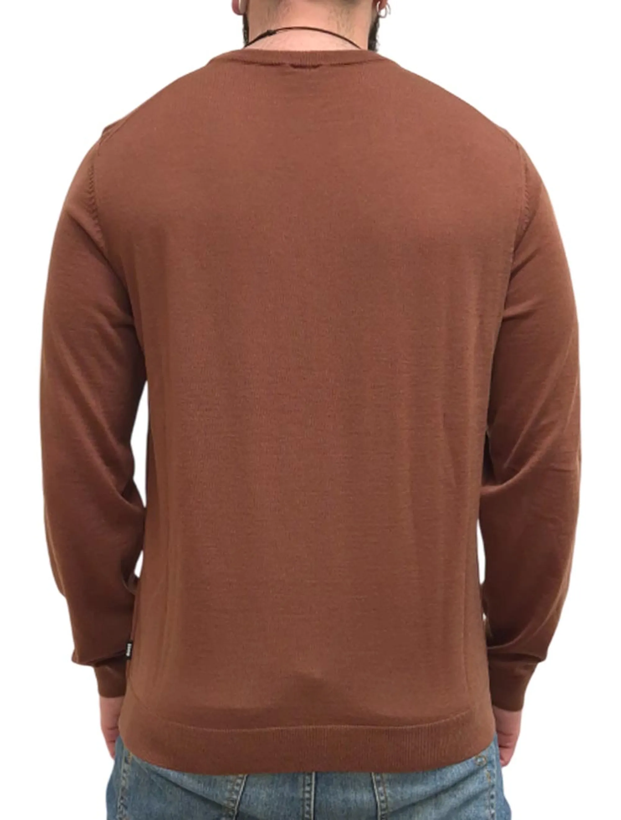 Hugo Boss B'Slim Fit Crew Neck Sweater In Merino Wool' Brown 50468239 168929