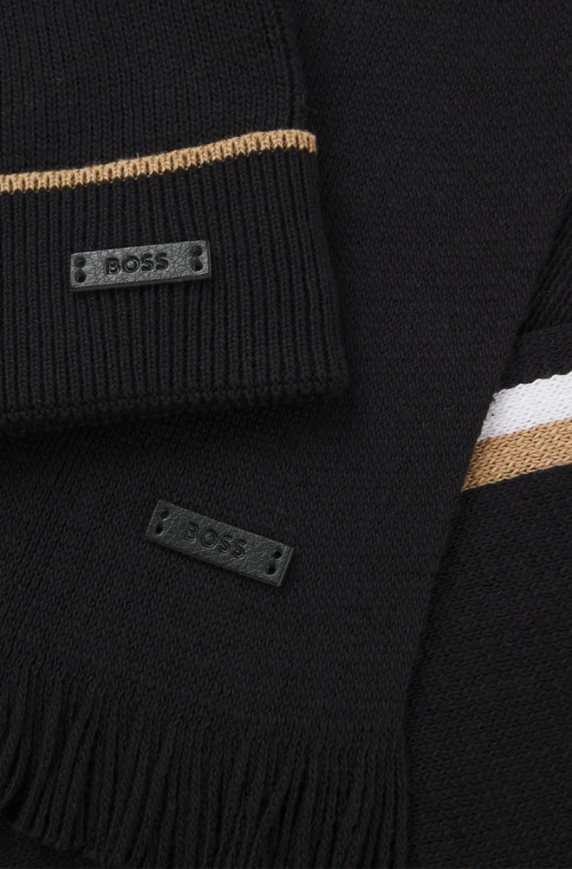 Hugo Boss B'Hat And Scarf Set With Striped Details' Black 50551072 199024