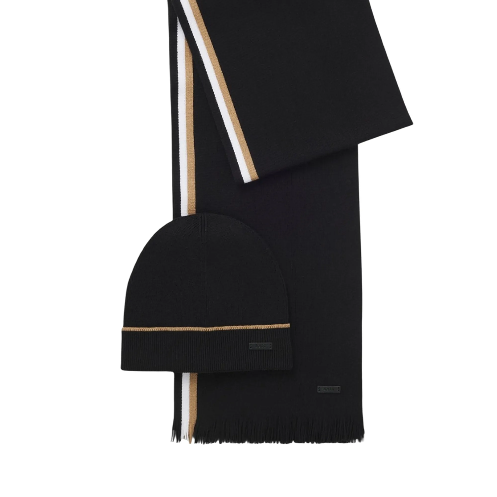 Hugo Boss B'Hat And Scarf Set With Striped Details' Black 50551072 199350