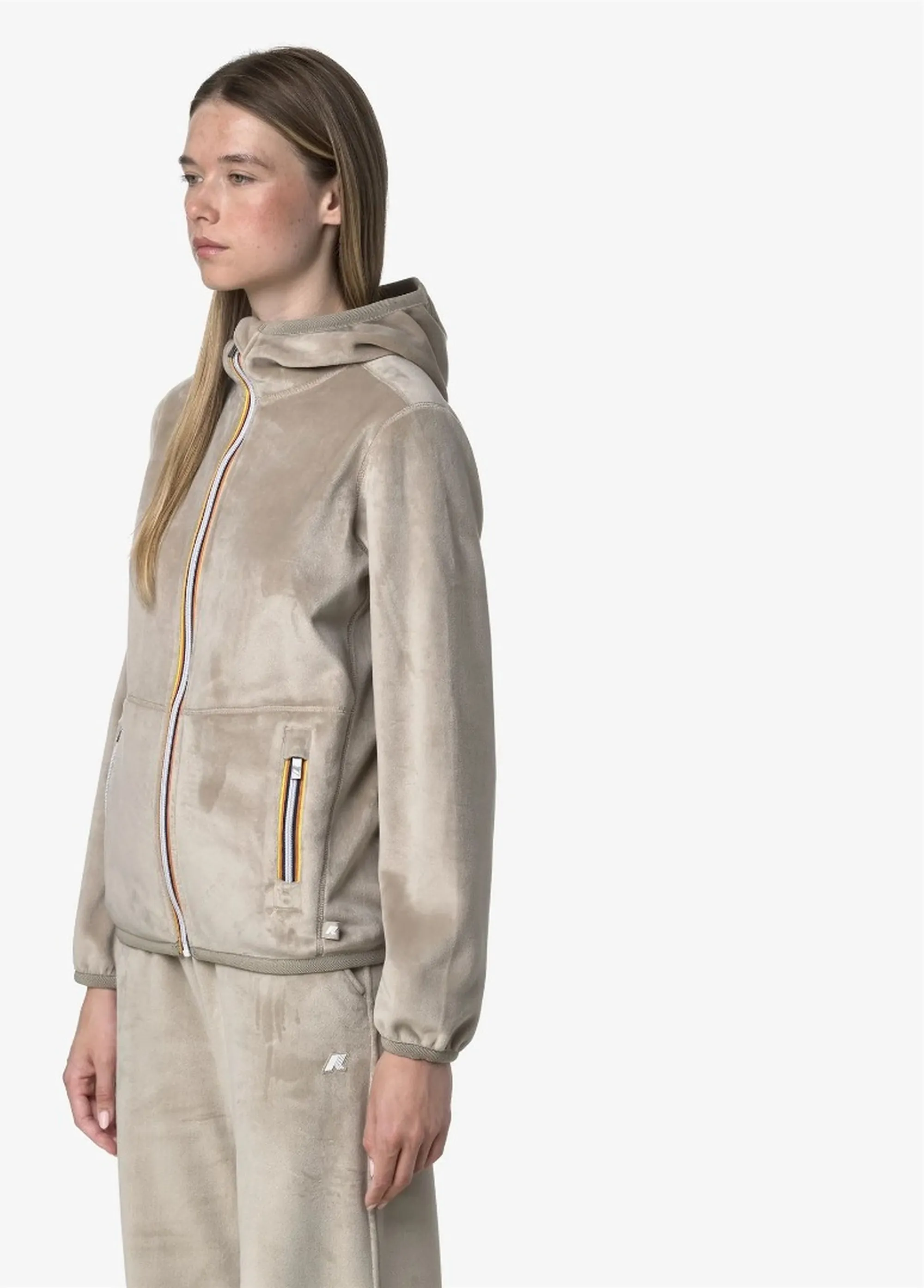 K-Way B'Lily Velour Polar Double Hoodie' Beige Cashmere-Beige K8138Nw 190221