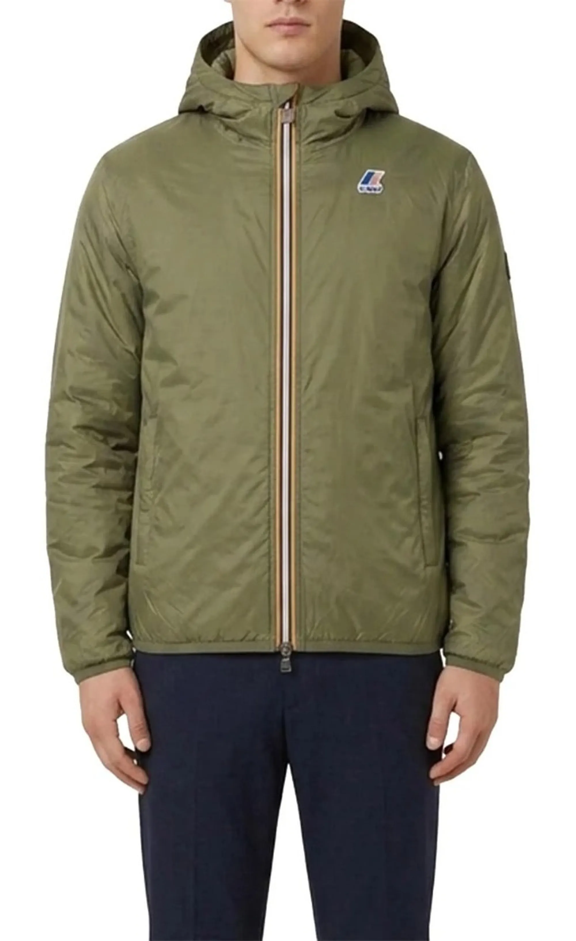 K-Way Giubbino Jack Spacer Nylon Double Blue Depth - Green A K8142Yw 187409